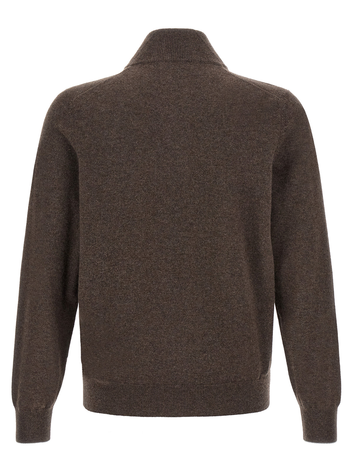 Brunello Cucinelli Men Brown Half-Zip Sweater BRUNELLO CUCINELLI