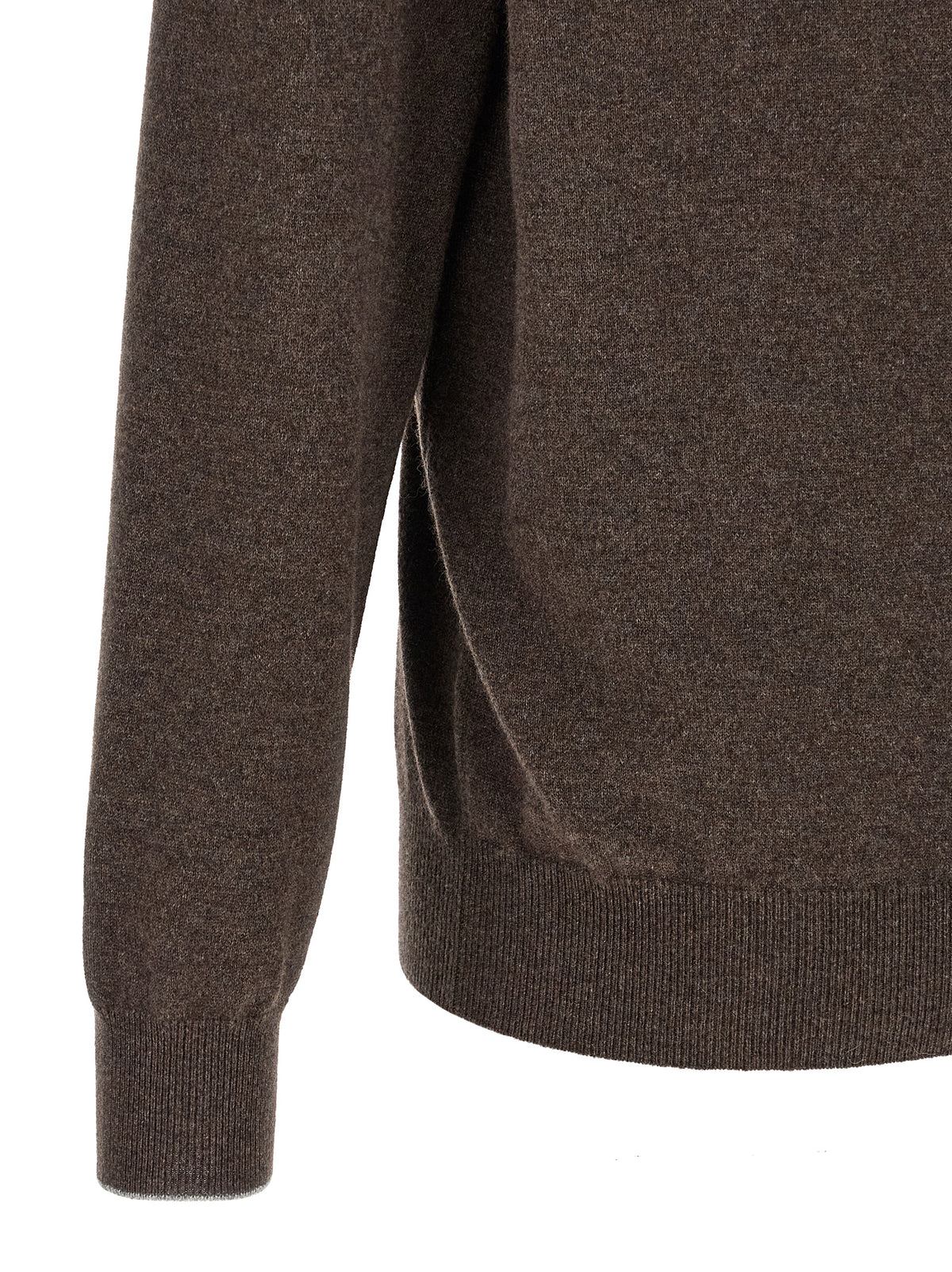 Brunello Cucinelli Men Brown Half-Zip Sweater BRUNELLO CUCINELLI