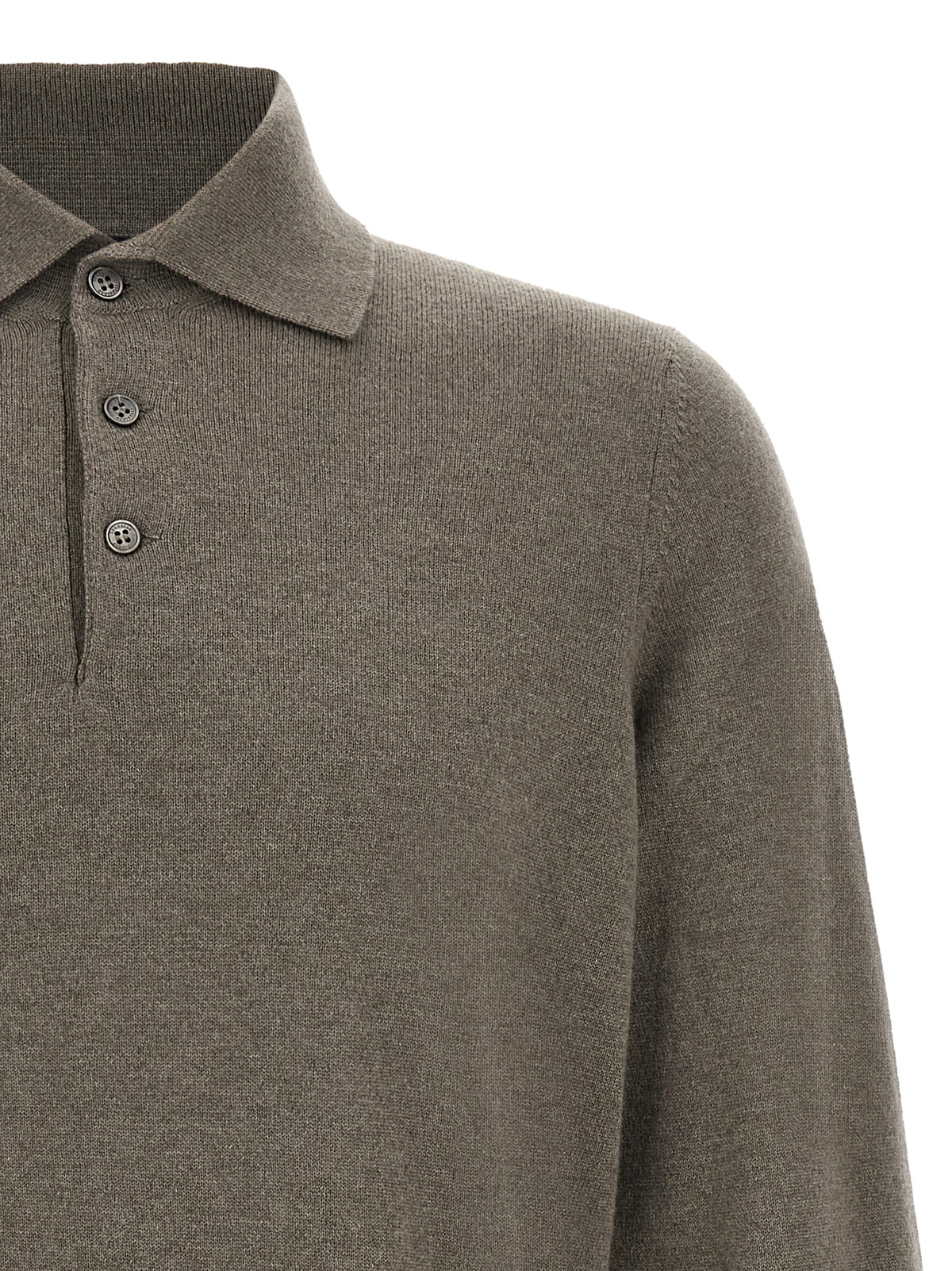 Brunello Cucinelli Men Green Cashmere Polo Shirt BRUNELLO CUCINELLI