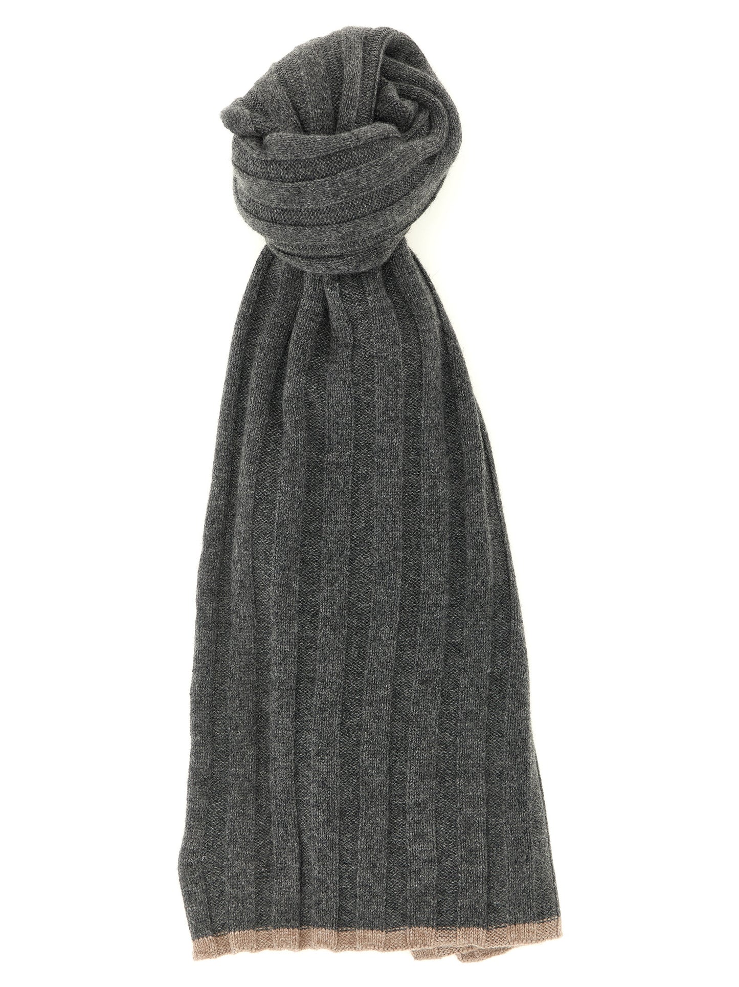 Brunello Cucinelli Men Ribbed Cashmere Knit Scarf BRUNELLO CUCINELLI