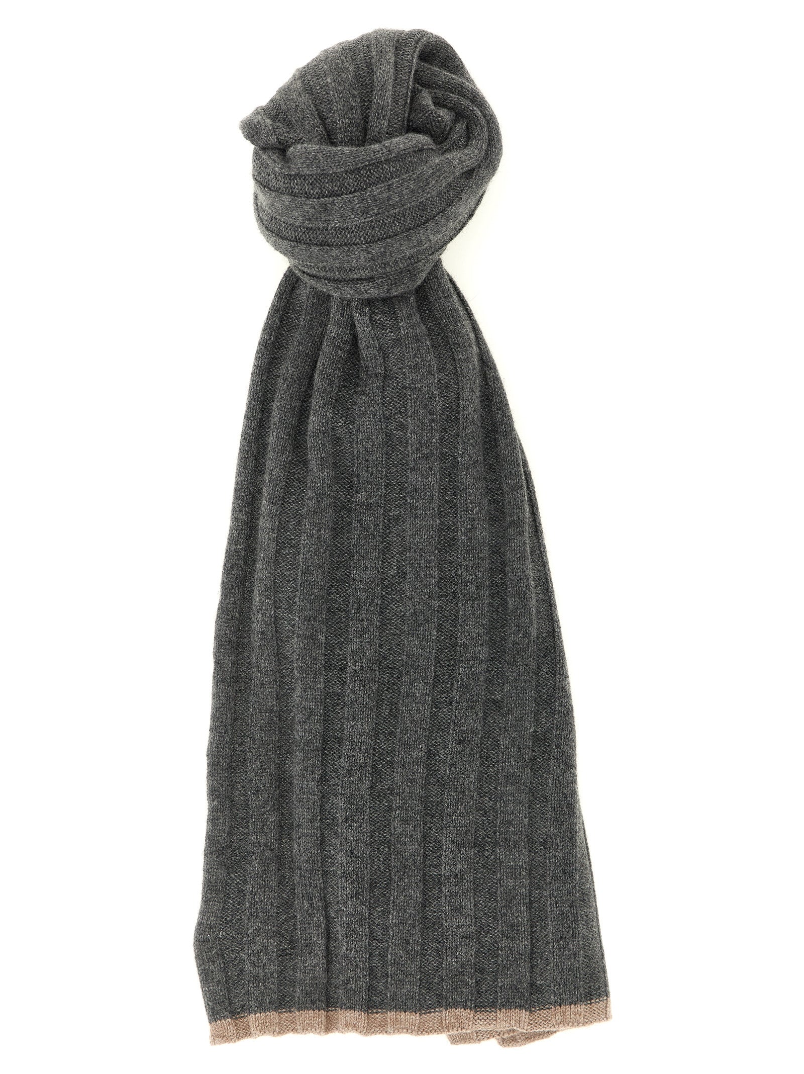 Brunello Cucinelli Men Ribbed Cashmere Knit Scarf BRUNELLO CUCINELLI