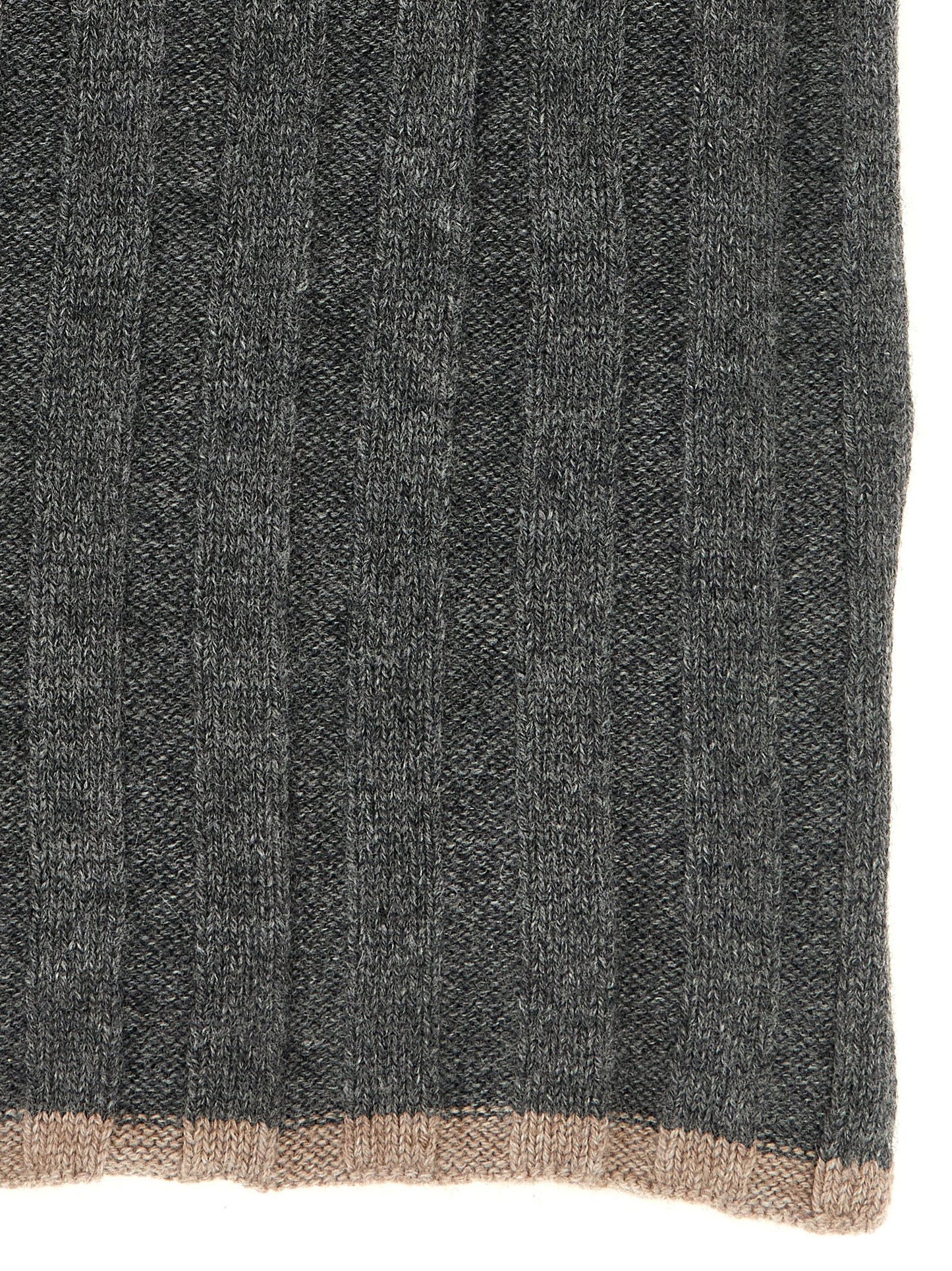 Brunello Cucinelli Men Ribbed Cashmere Knit Scarf BRUNELLO CUCINELLI