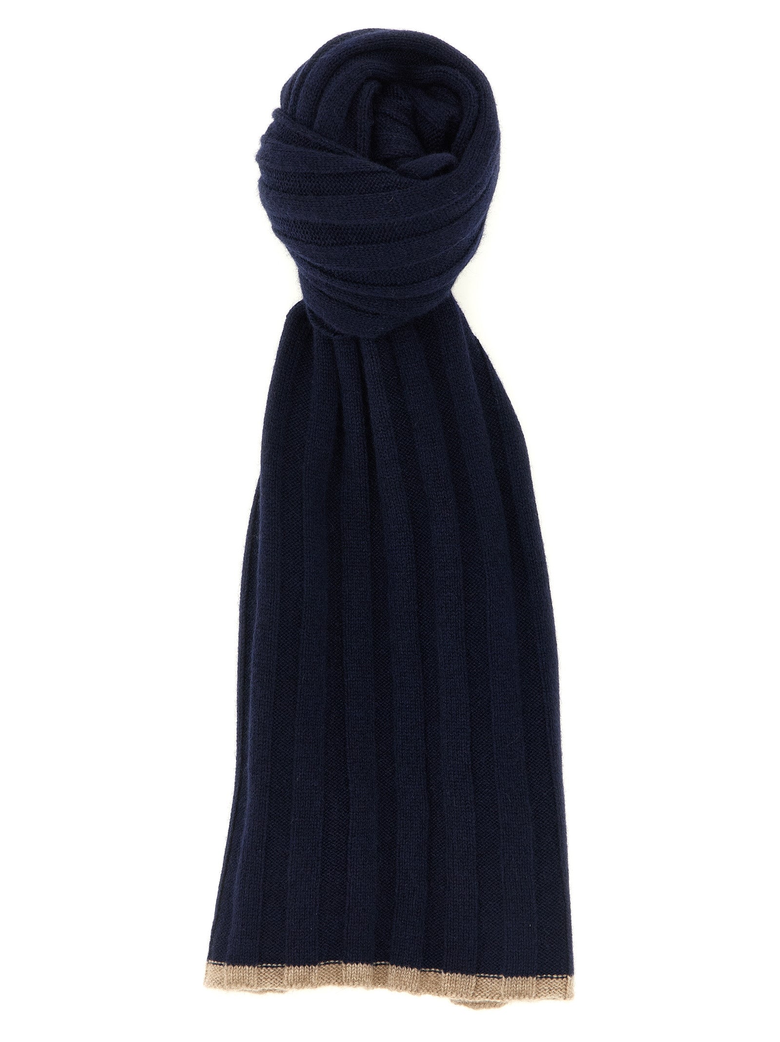 Brunello Cucinelli Men Ribbed Cashmere Knit Scarf BRUNELLO CUCINELLI