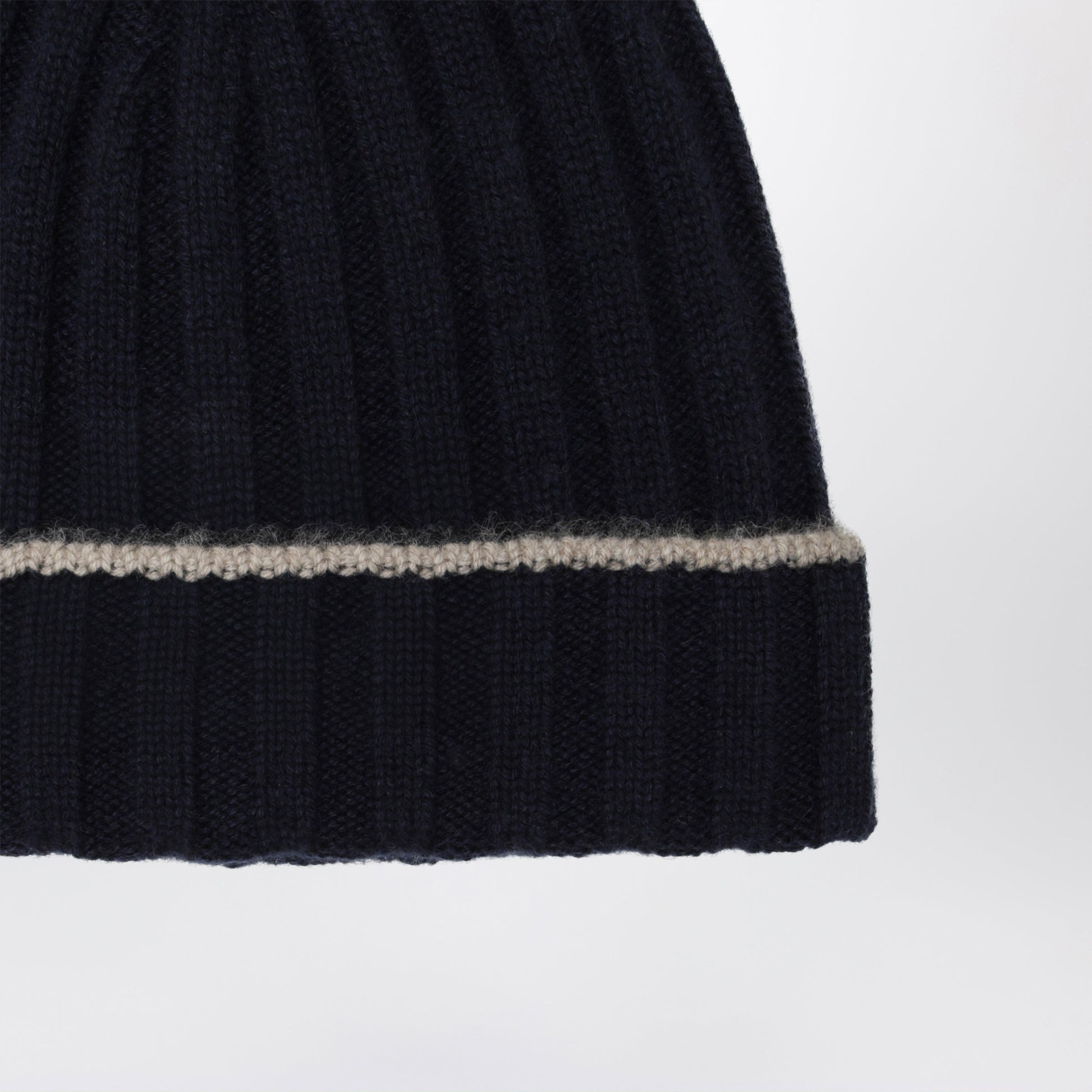 Brunello Cucinelli Ribbed Cashmere Beanie In Navy Blue Men BRUNELLO CUCINELLI