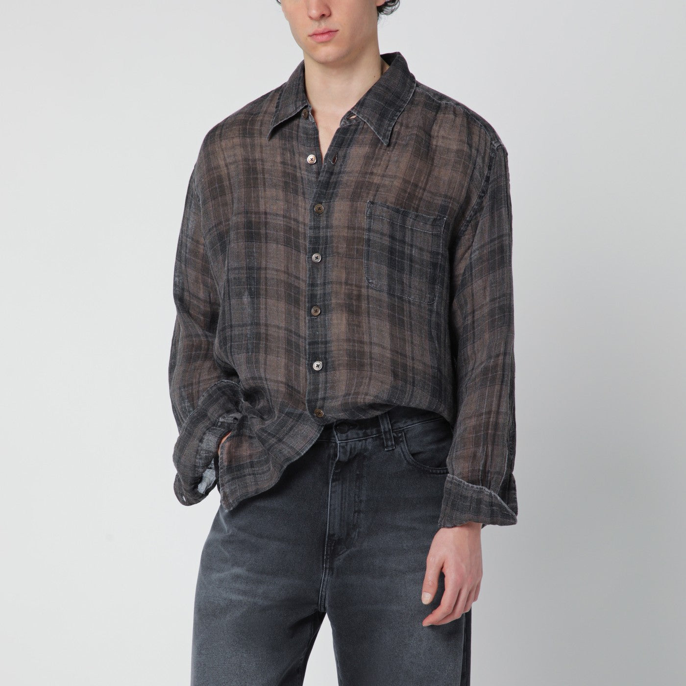 Our Legacy Linen Check Shirt Men OUR LEGACY