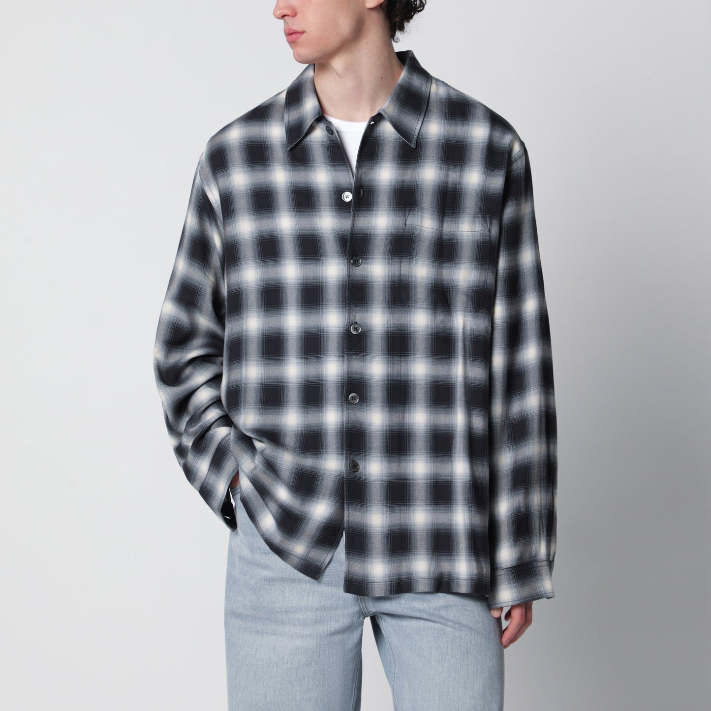 Our Legacy Every Shirt Reno Cowboy Relaxed-Fit Checked Viscose Shirt In Black Men OUR LEGACY