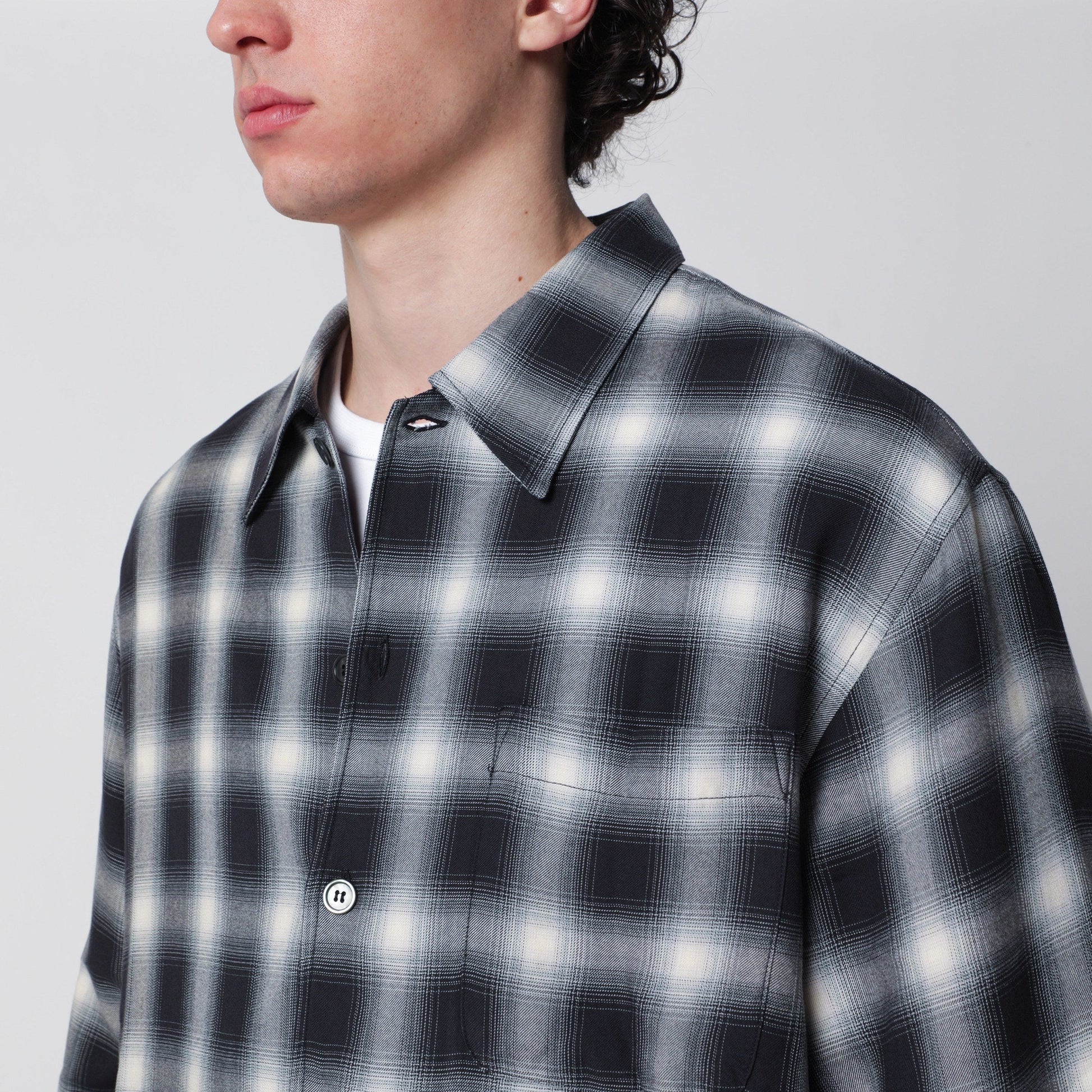 Our Legacy Every Shirt Reno Cowboy Relaxed-Fit Checked Viscose Shirt In Black Men OUR LEGACY