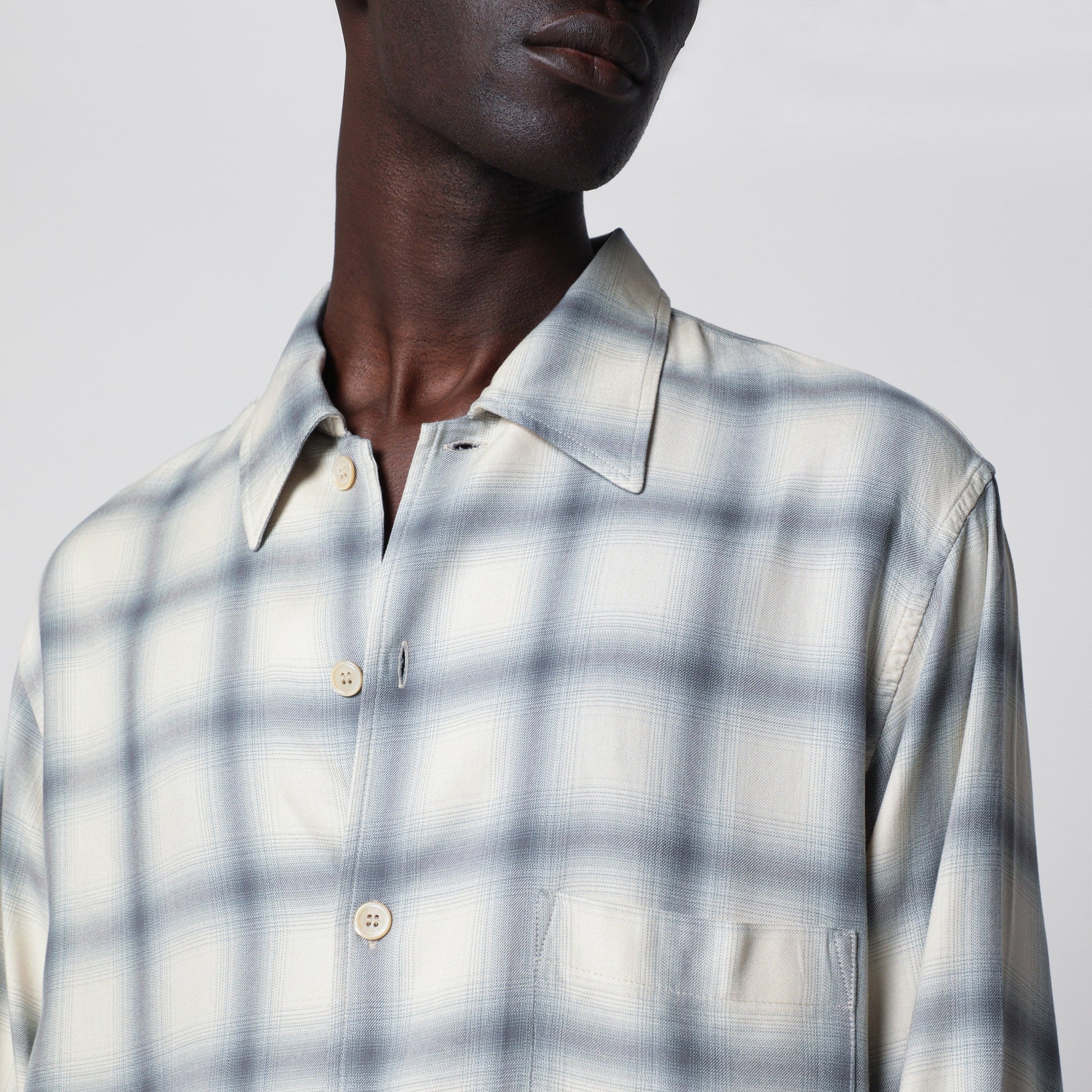 Our Legacy White Shirt With Check Pattern In Viscose Men OUR LEGACY