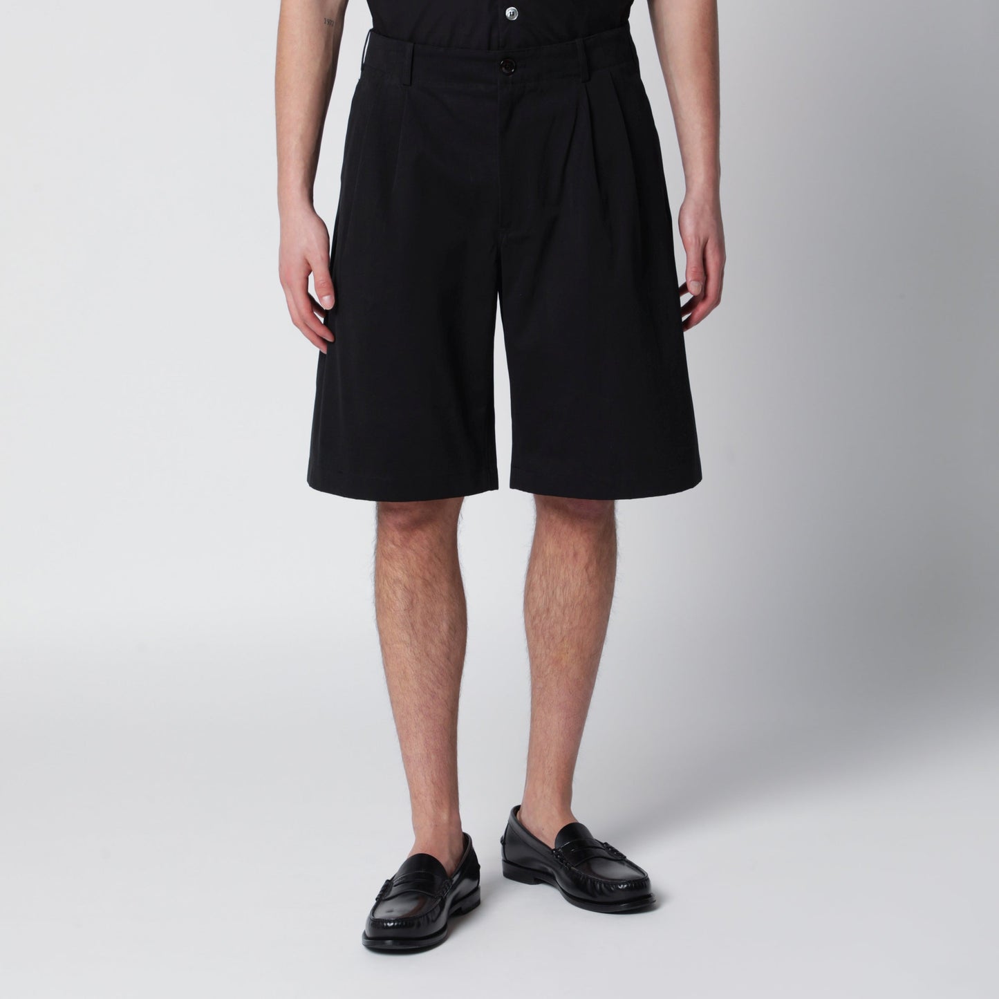 Our Legacy Ponte Relaxed-Fit Shorts In Italian Cotton Micro Canvas In Black Men OUR LEGACY