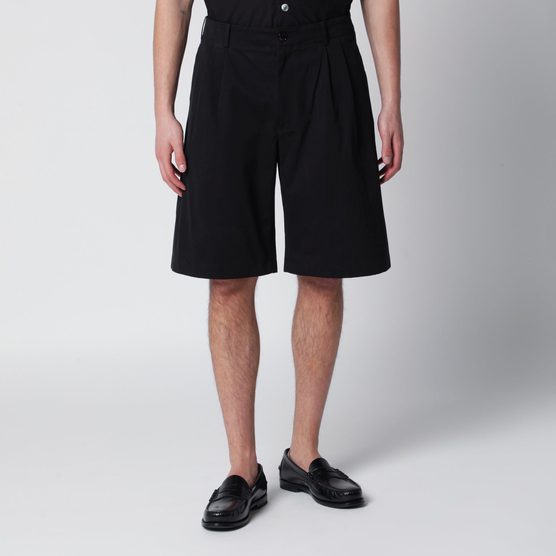 Our Legacy Ponte Relaxed-Fit Shorts In Italian Cotton Micro Canvas In Black Men OUR LEGACY