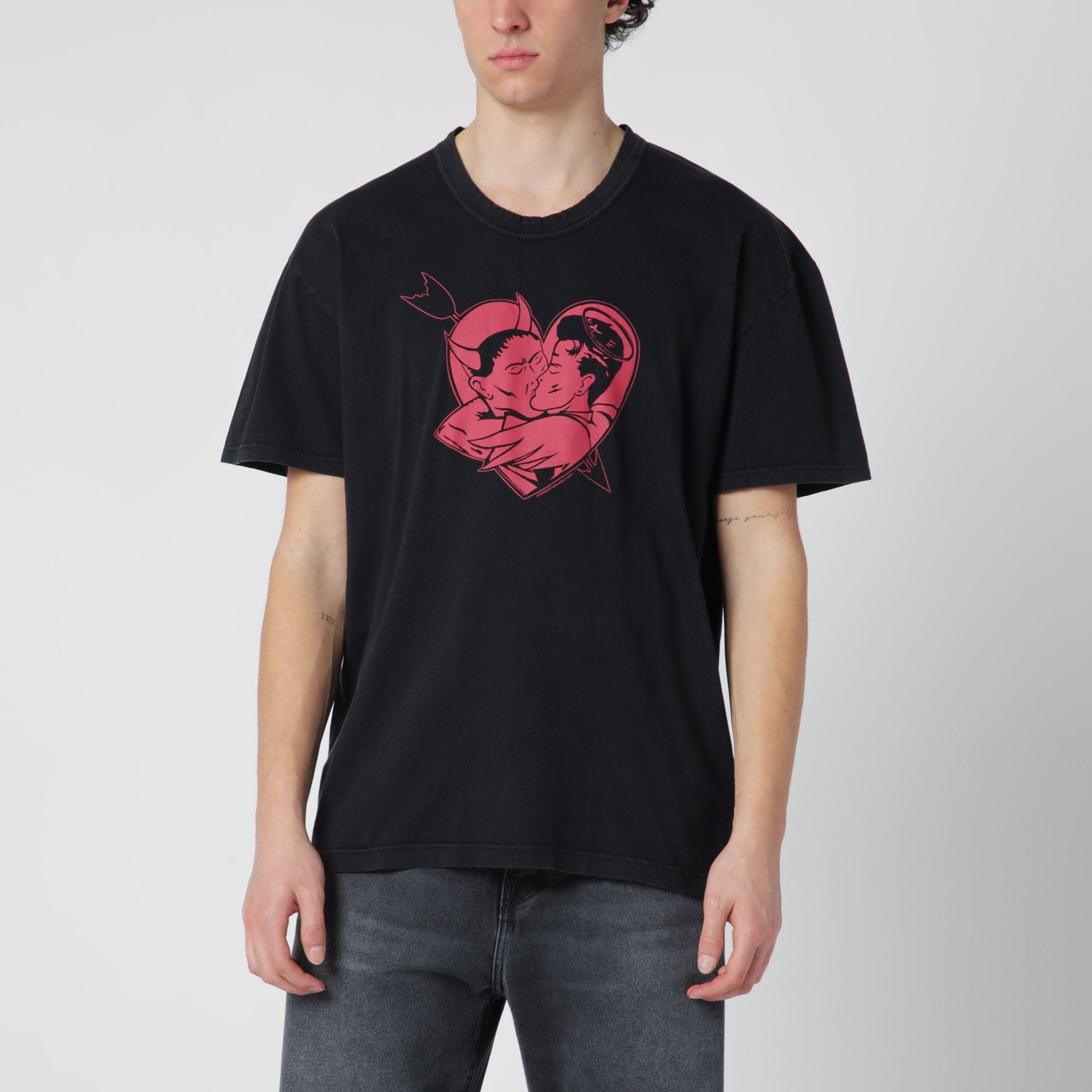 Our Legacy Black T-Shirt With Love Story Print Men OUR LEGACY