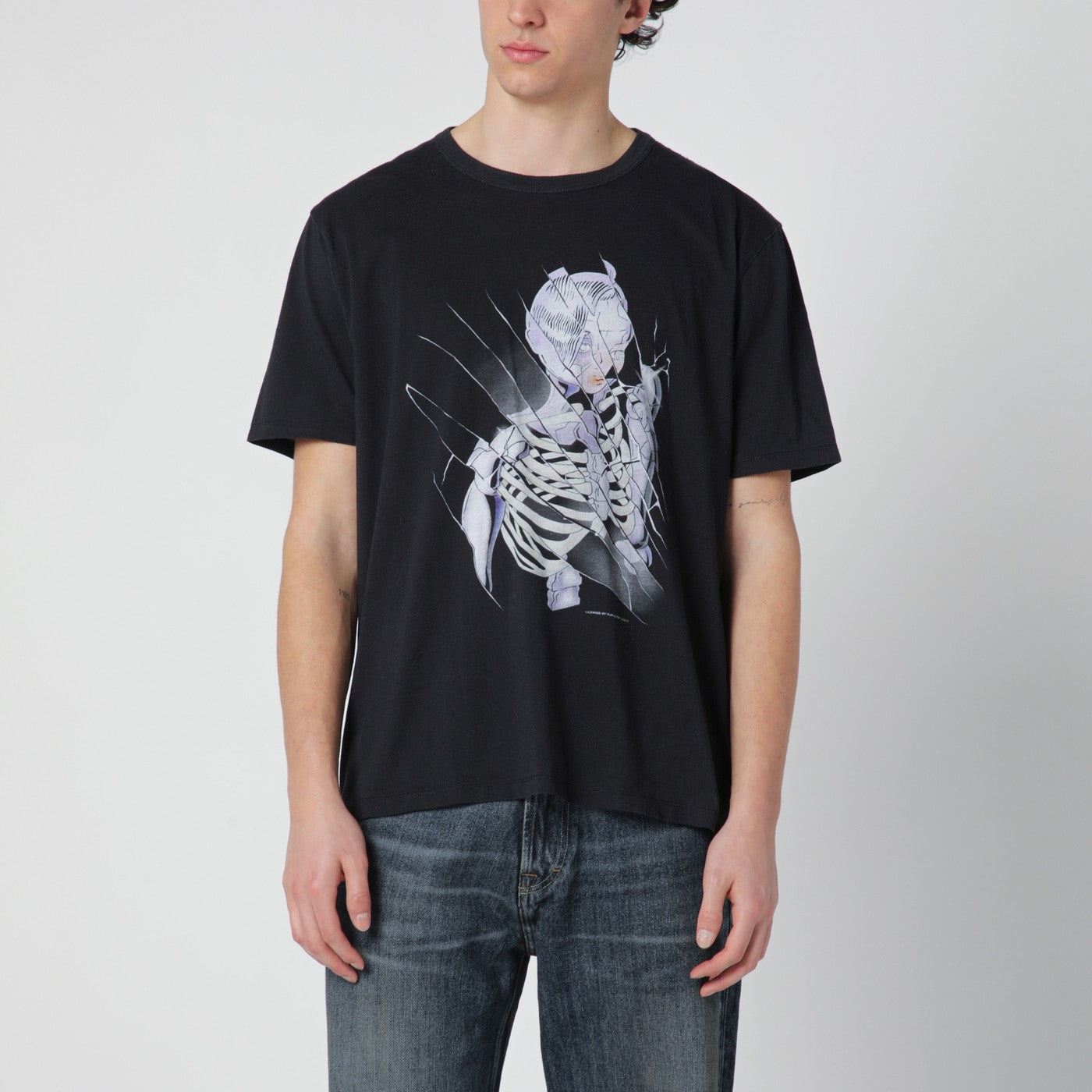 Our Legacy Black T-Shirt With Cybernetic Angel Print Men OUR LEGACY