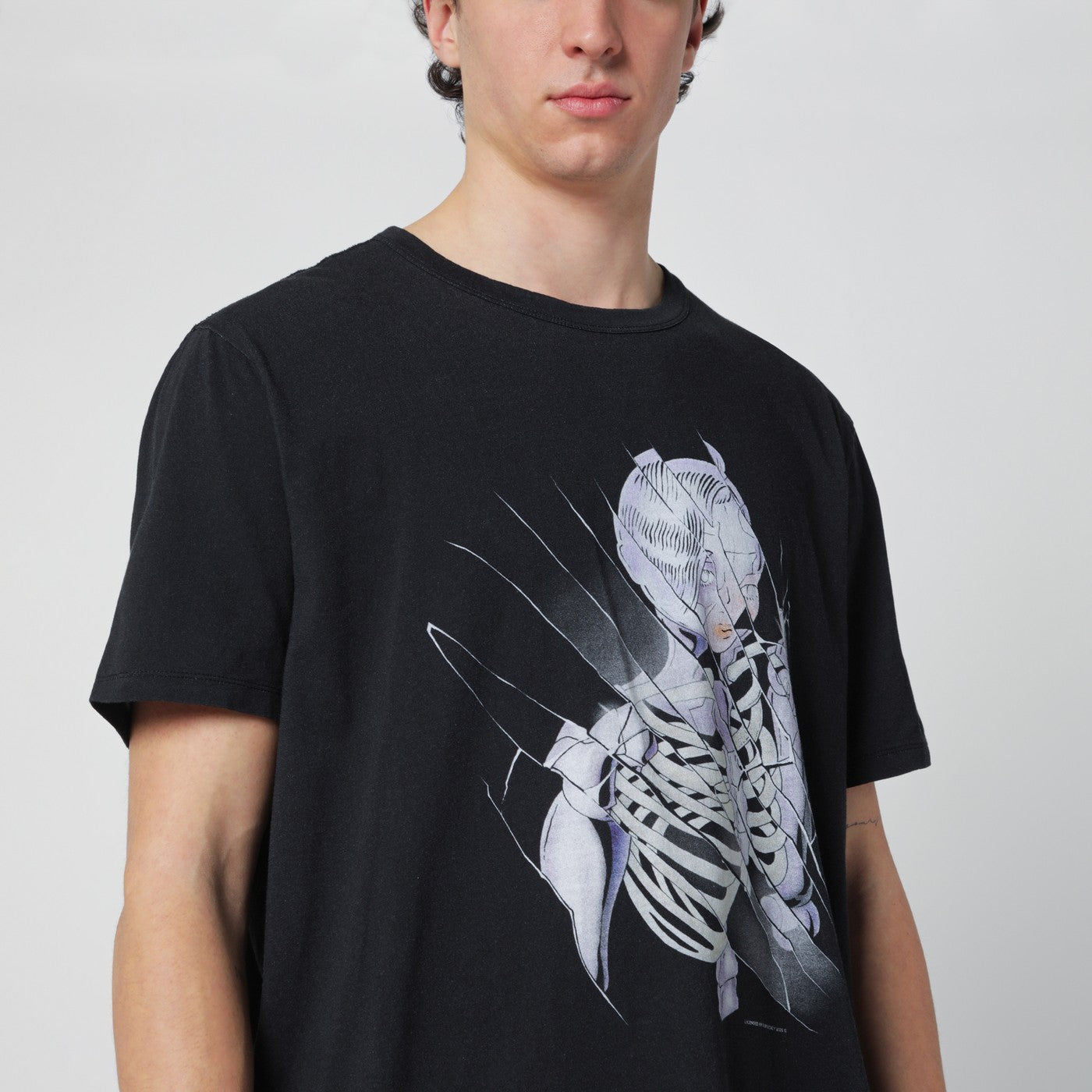 Our Legacy Black T-Shirt With Cybernetic Angel Print Men OUR LEGACY