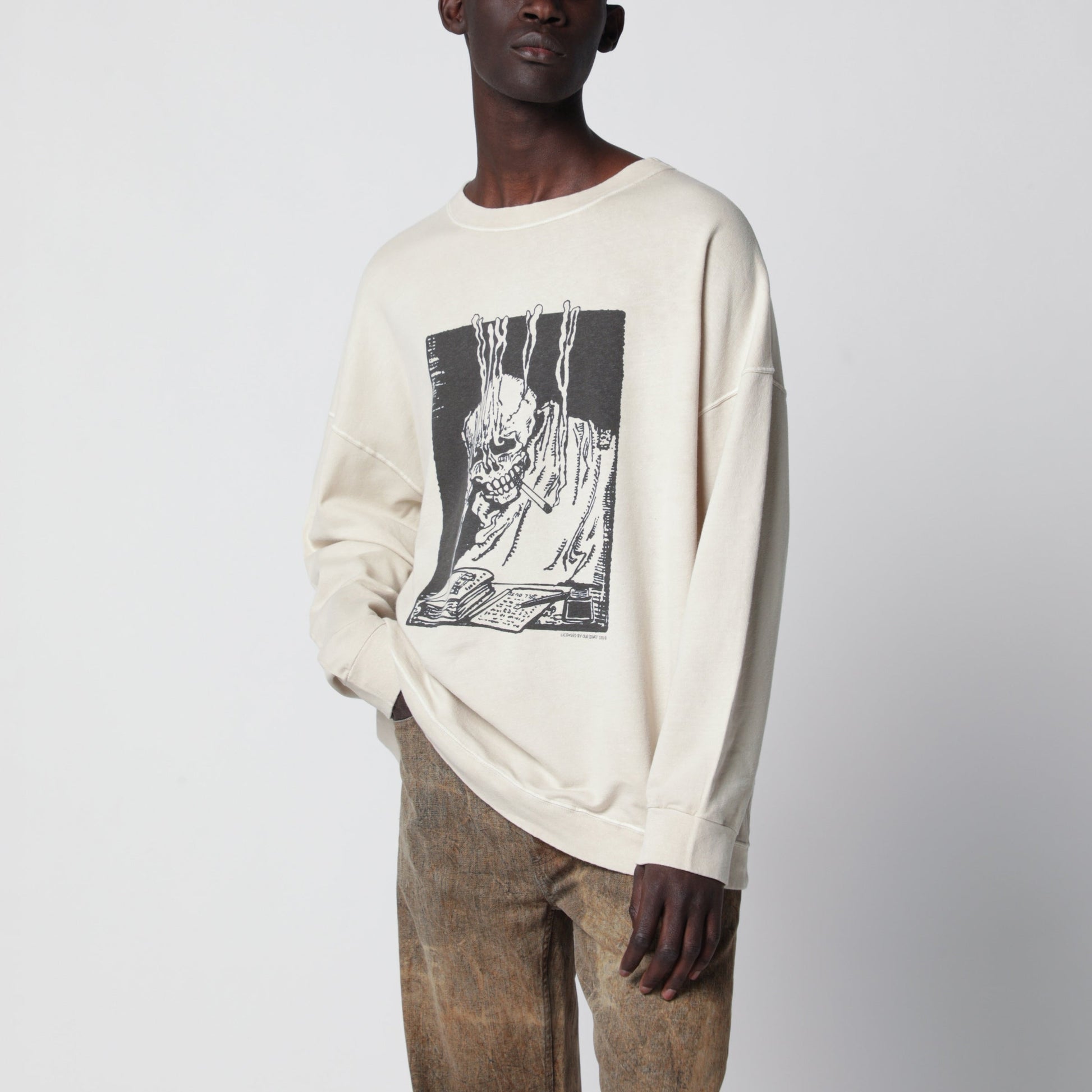 Our Legacy Slack Sweatshirt With Angry Fan Mail Print In Black Men OUR LEGACY