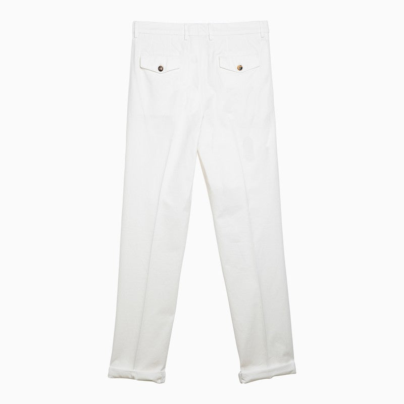 Brunello Cucinelli White Cotton Regular Pants Men