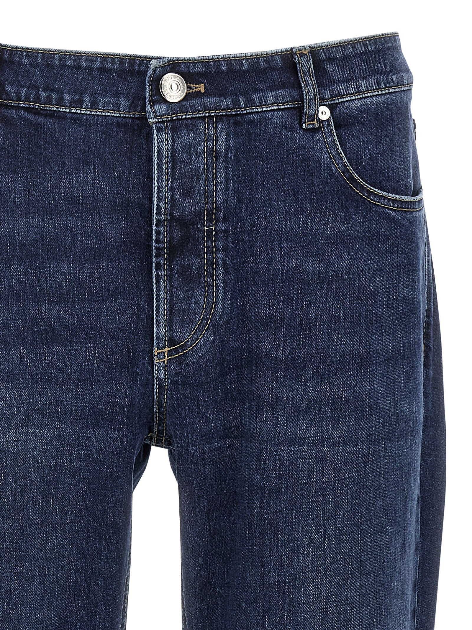 Brunello Cucinelli Men Logo Embroidery Stretch Jeans BRUNELLO CUCINELLI