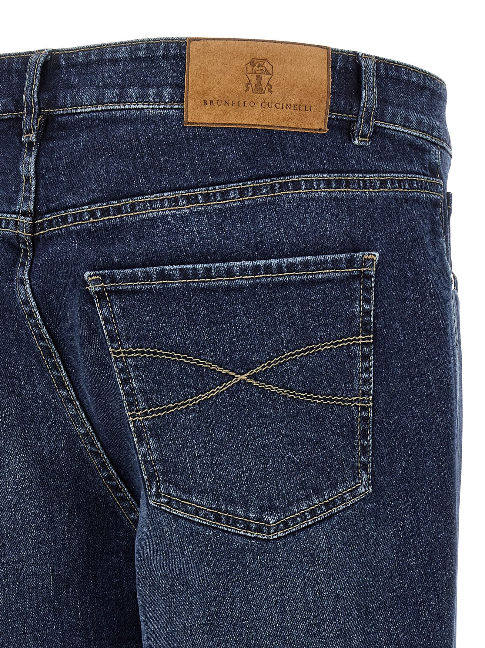 Brunello Cucinelli Men Logo Embroidery Stretch Jeans BRUNELLO CUCINELLI
