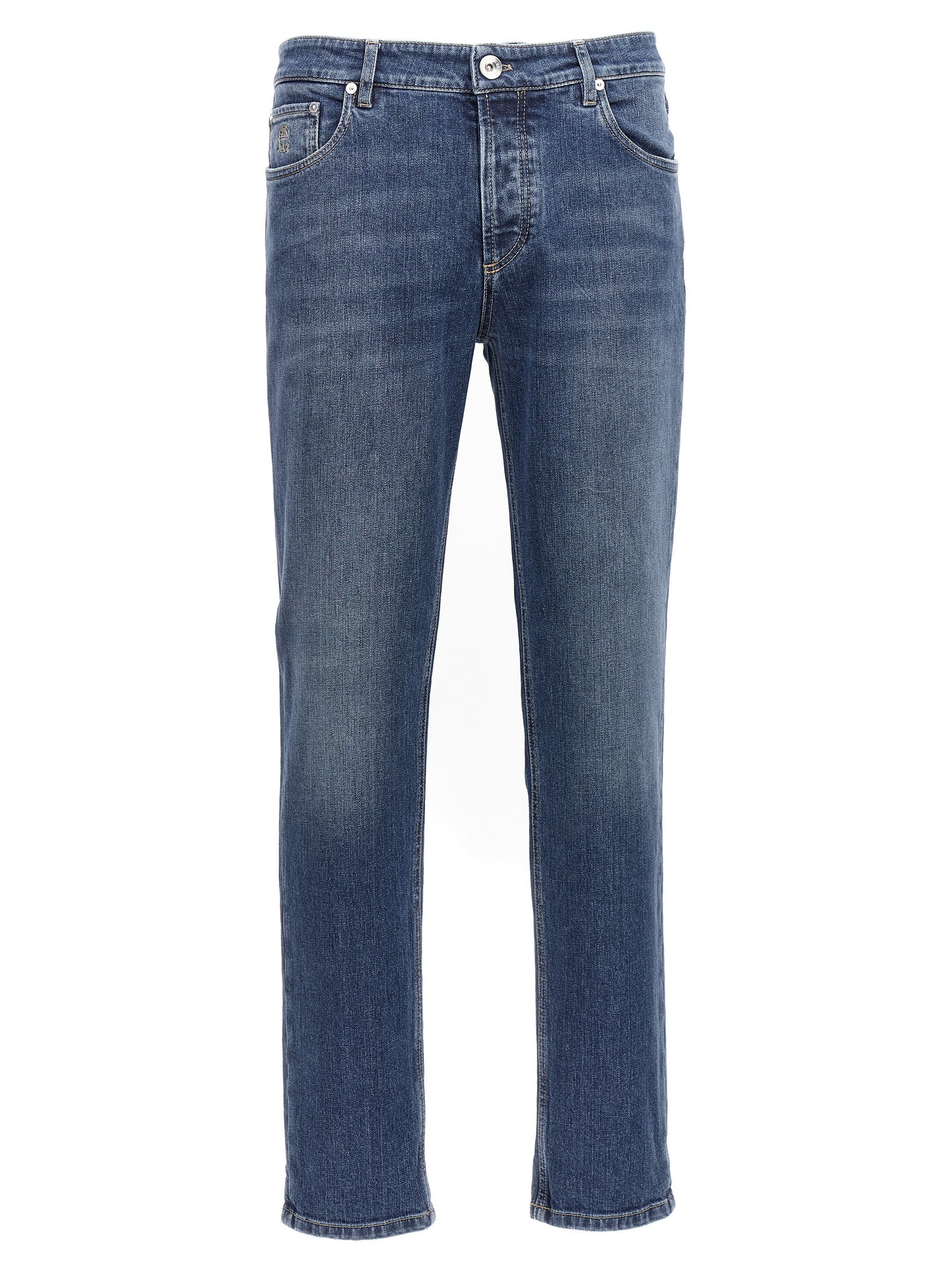 Brunello Cucinelli Men Logo Embroidery Stretch Jeans BRUNELLO CUCINELLI