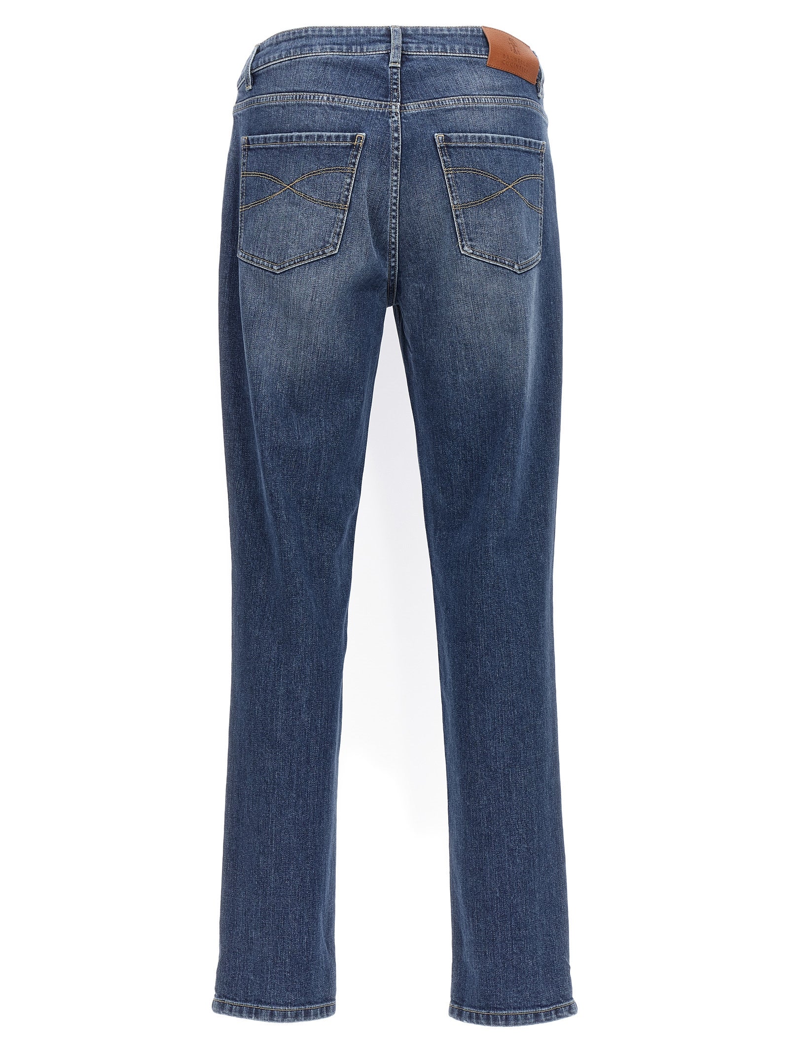 Brunello Cucinelli Men Logo Embroidery Stretch Jeans BRUNELLO CUCINELLI