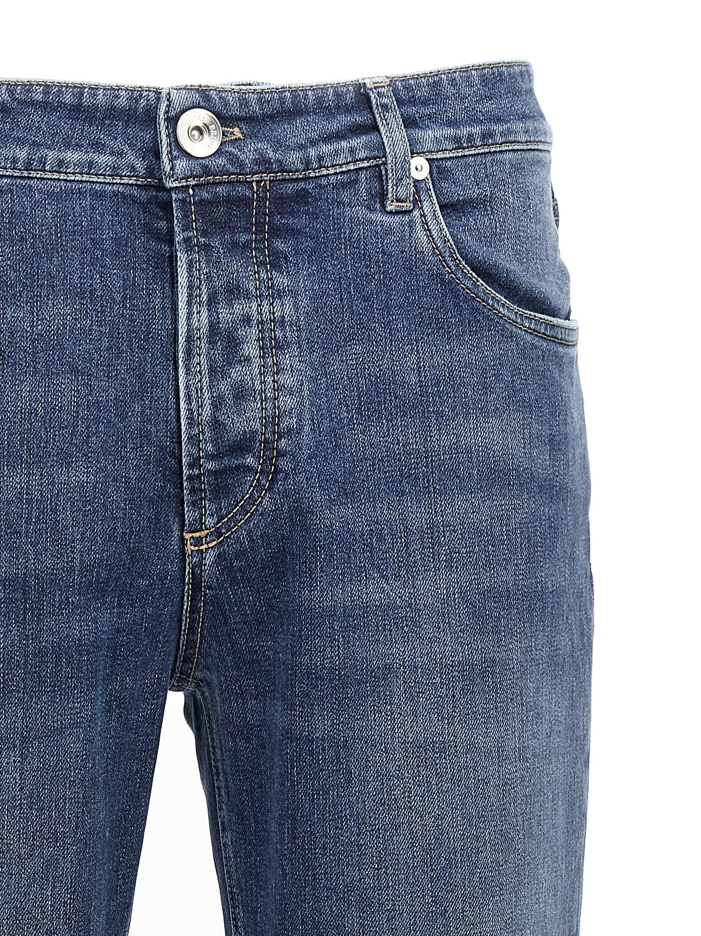 Brunello Cucinelli Men Logo Embroidery Stretch Jeans BRUNELLO CUCINELLI