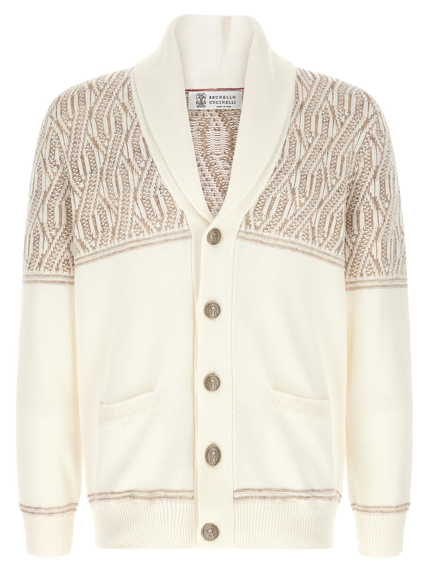 Brunello Cucinelli Men Braided Jacquard Shoulders Cardigan BRUNELLO CUCINELLI