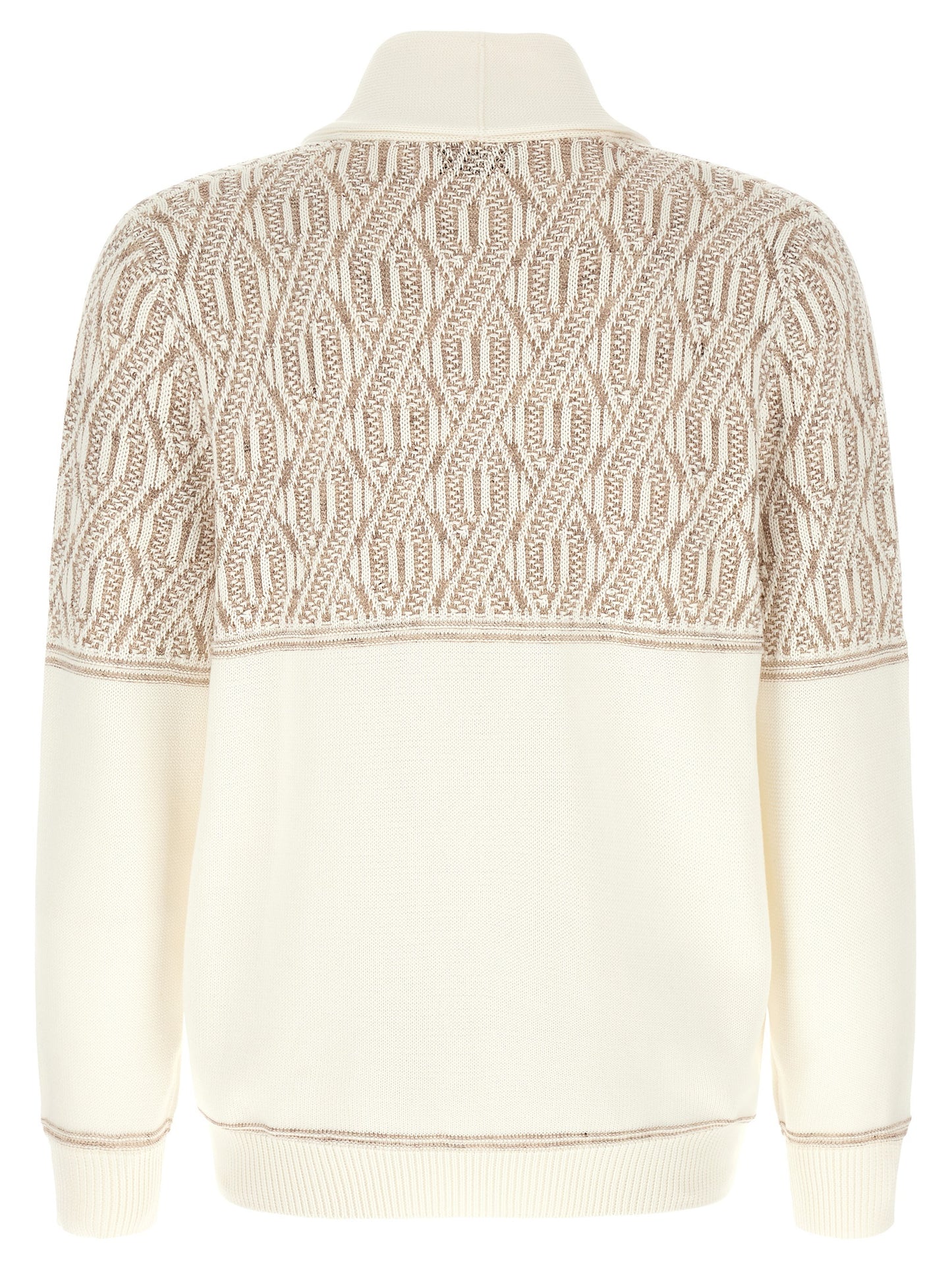 Brunello Cucinelli Men Braided Jacquard Shoulders Cardigan BRUNELLO CUCINELLI