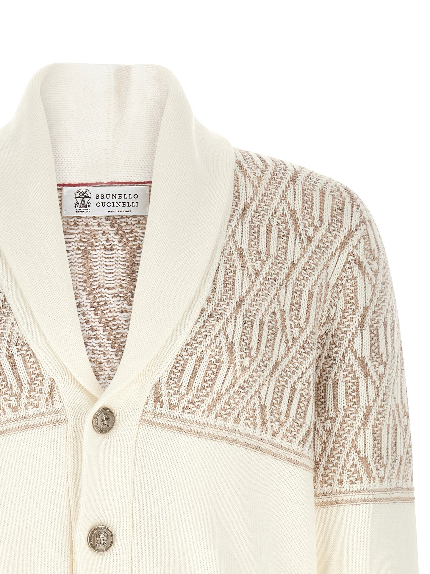 Brunello Cucinelli Men Braided Jacquard Shoulders Cardigan BRUNELLO CUCINELLI
