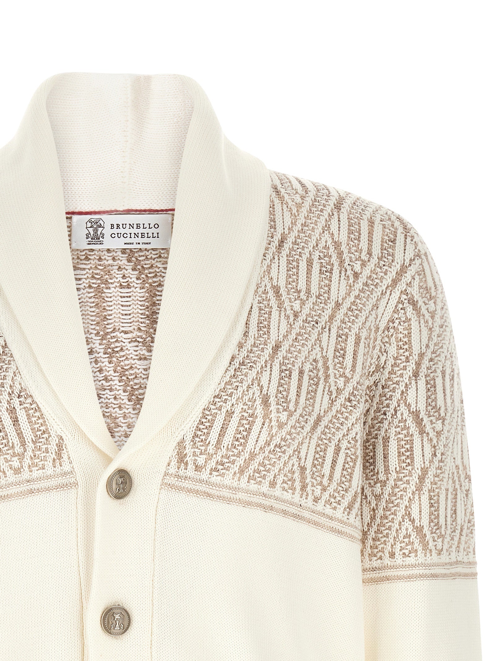 Brunello Cucinelli Men Braided Jacquard Shoulders Cardigan BRUNELLO CUCINELLI