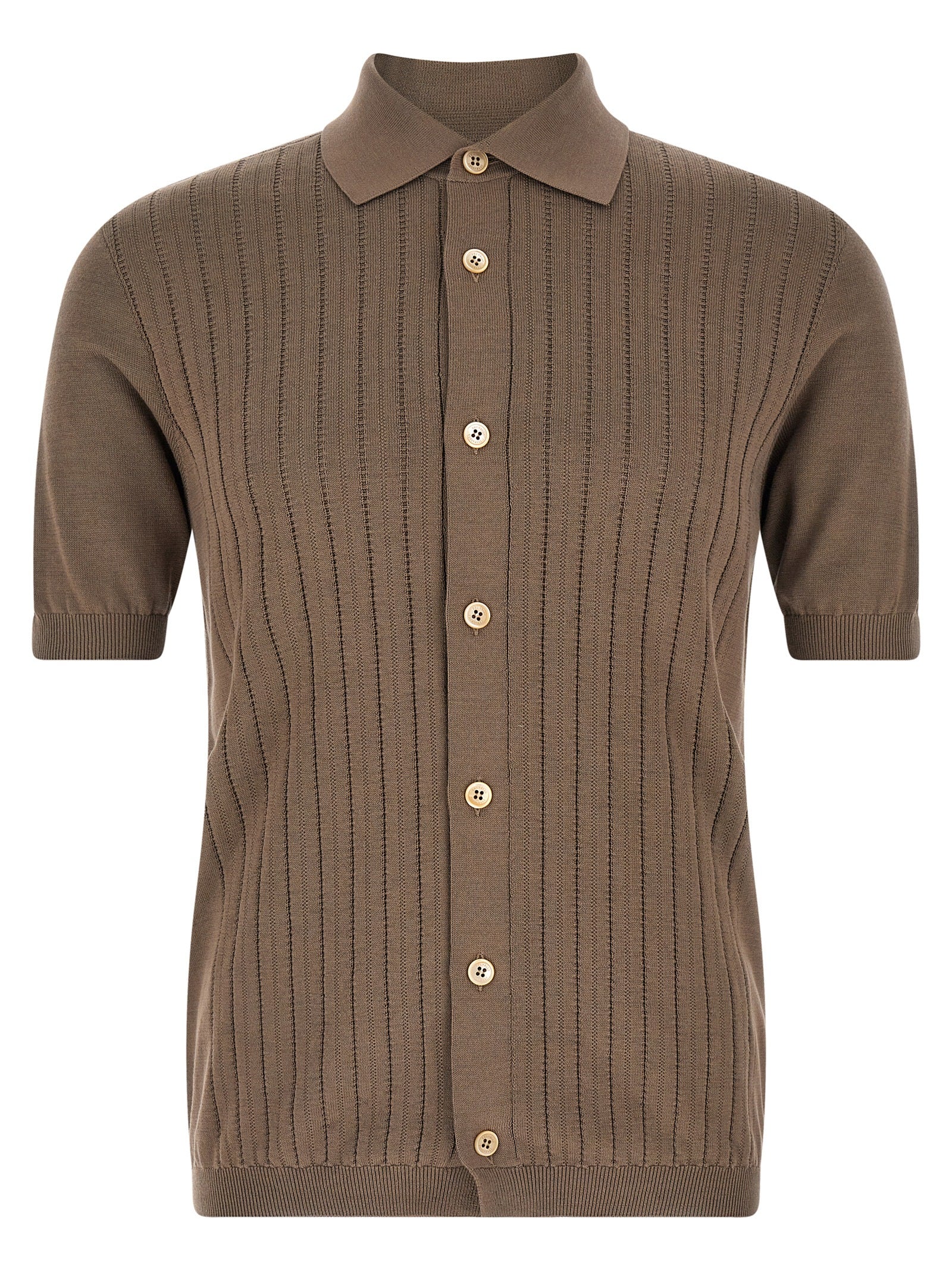 Brunello Cucinelli Men Operated Ribbed Shirt BRUNELLO CUCINELLI