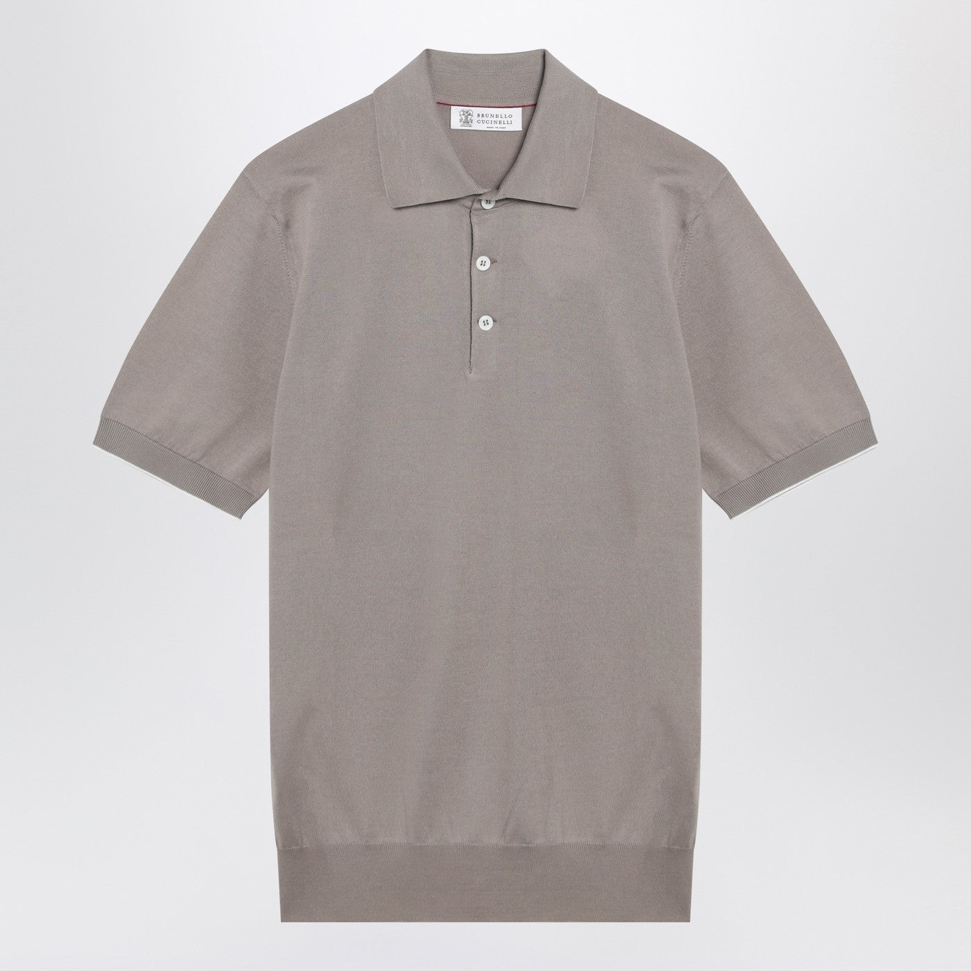 Brunello Cucinelli Light Brown Cotton Knit Polo Shirt Men BRUNELLO CUCINELLI
