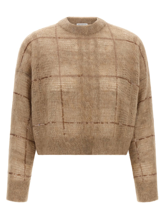 Brunello Cucinelli Women Sequin Check Sweater
