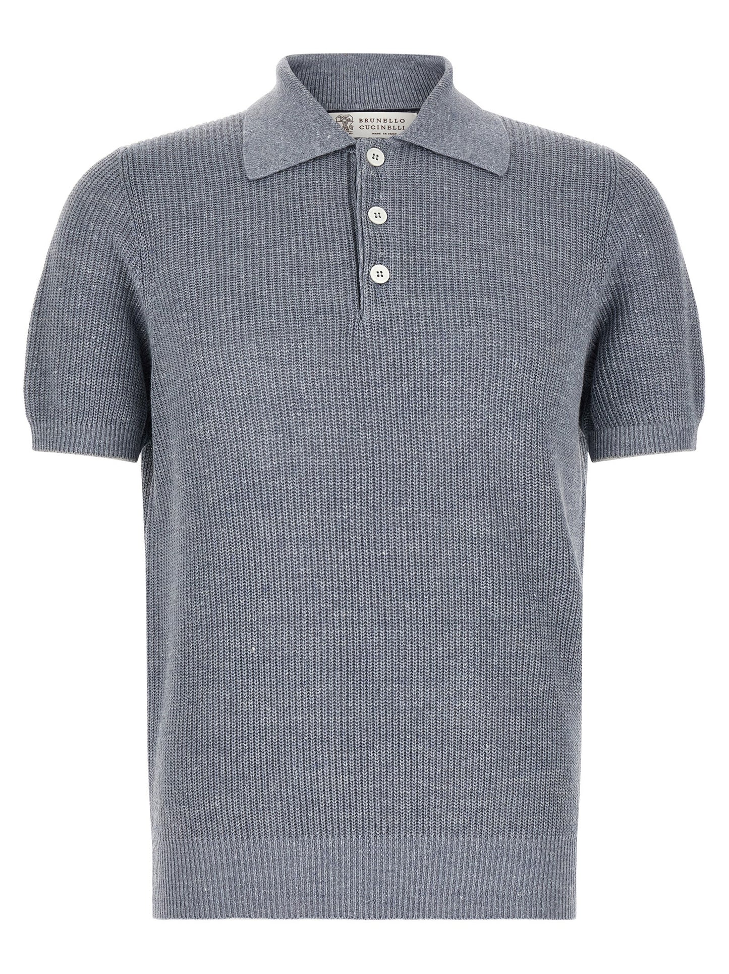 Brunello Cucinelli Men English Half-Ribbed Polo Shirt BRUNELLO CUCINELLI