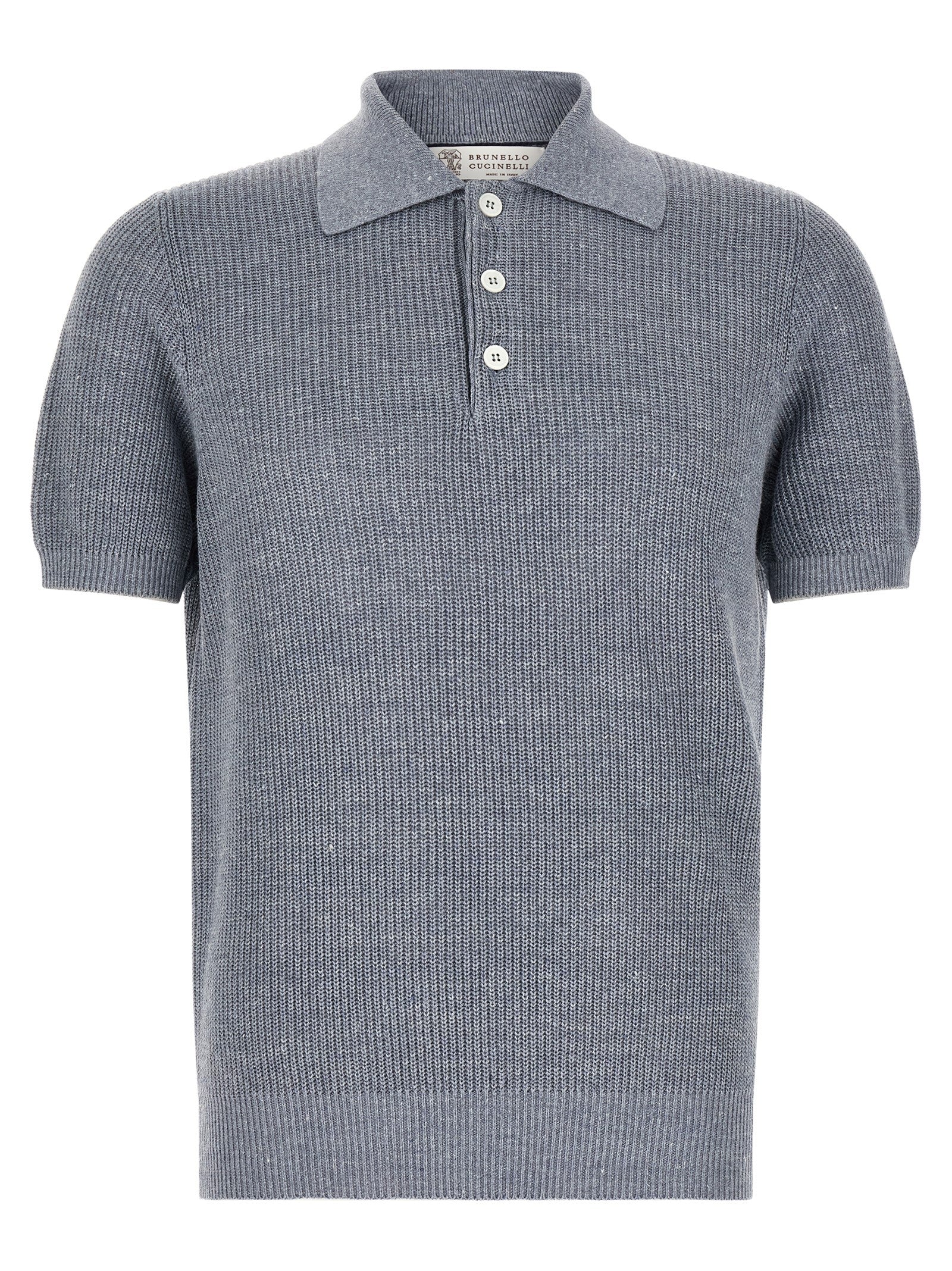 Brunello Cucinelli Men English Half-Ribbed Polo Shirt BRUNELLO CUCINELLI