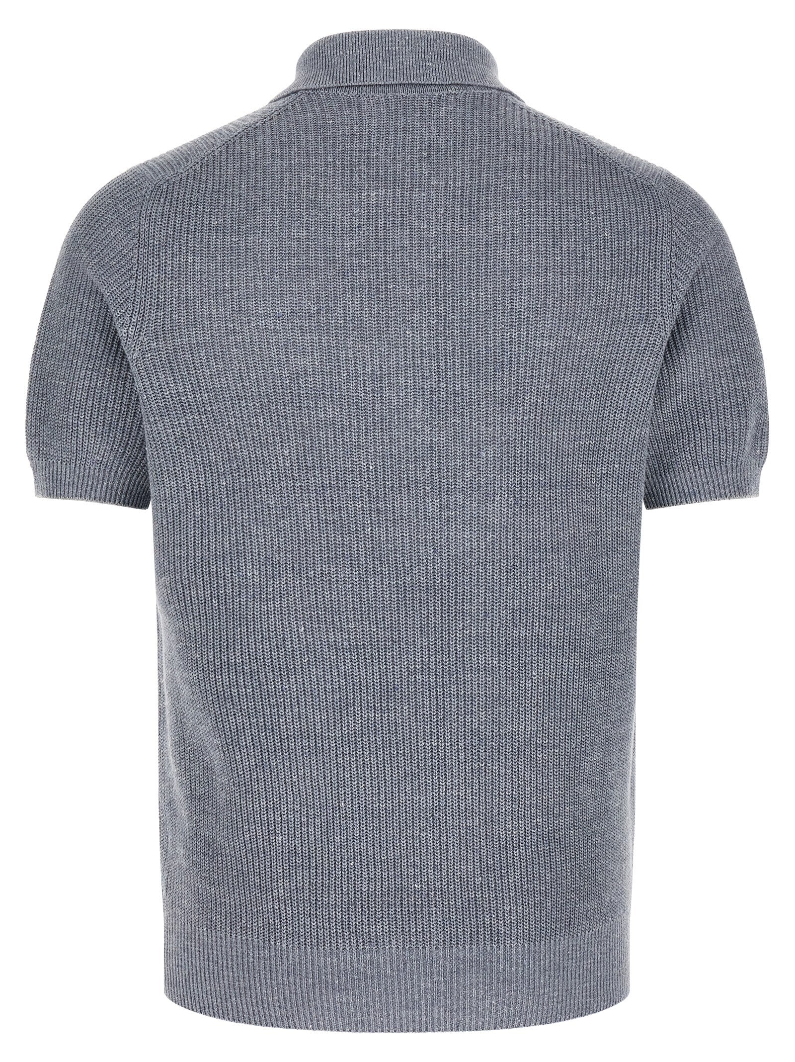 Brunello Cucinelli Men English Half-Ribbed Polo Shirt BRUNELLO CUCINELLI