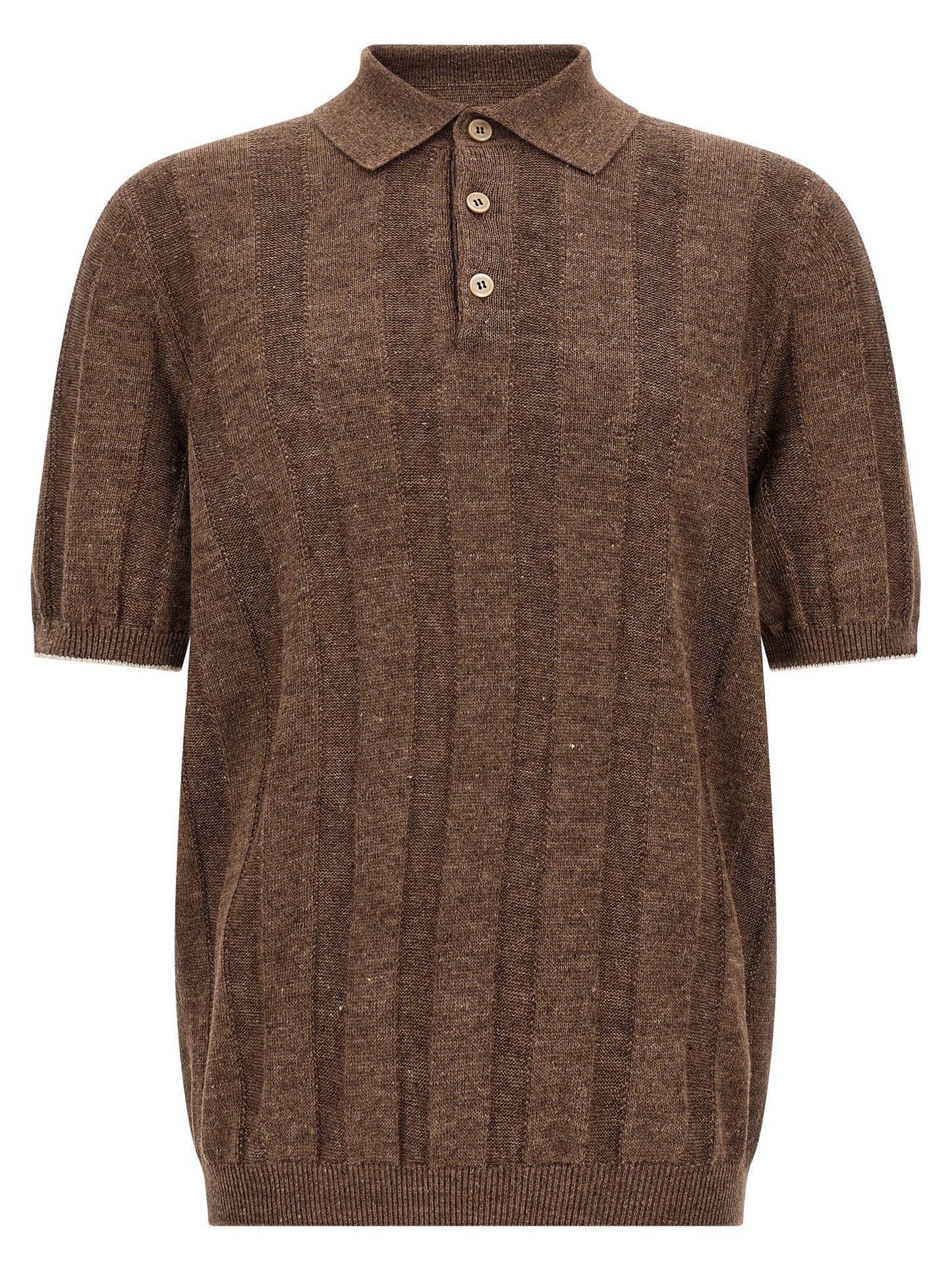 Brunello Cucinelli Men Wide Ribbed Polo Shirt BRUNELLO CUCINELLI