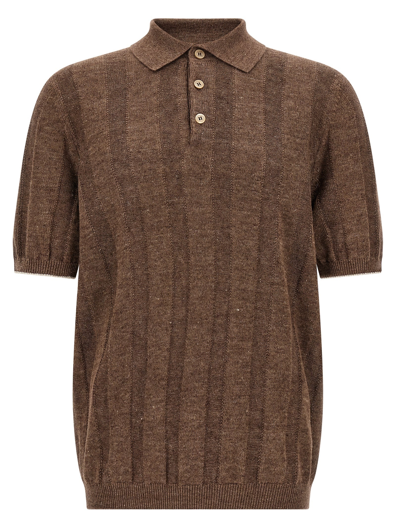 Brunello Cucinelli Men Wide Ribbed Polo Shirt BRUNELLO CUCINELLI