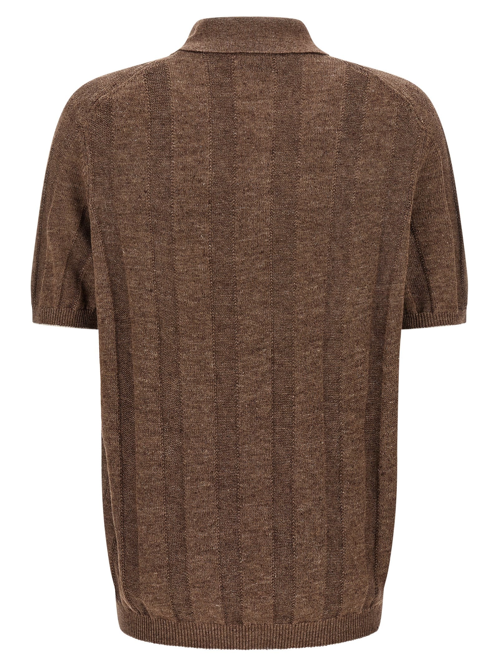 Brunello Cucinelli Men Wide Ribbed Polo Shirt BRUNELLO CUCINELLI