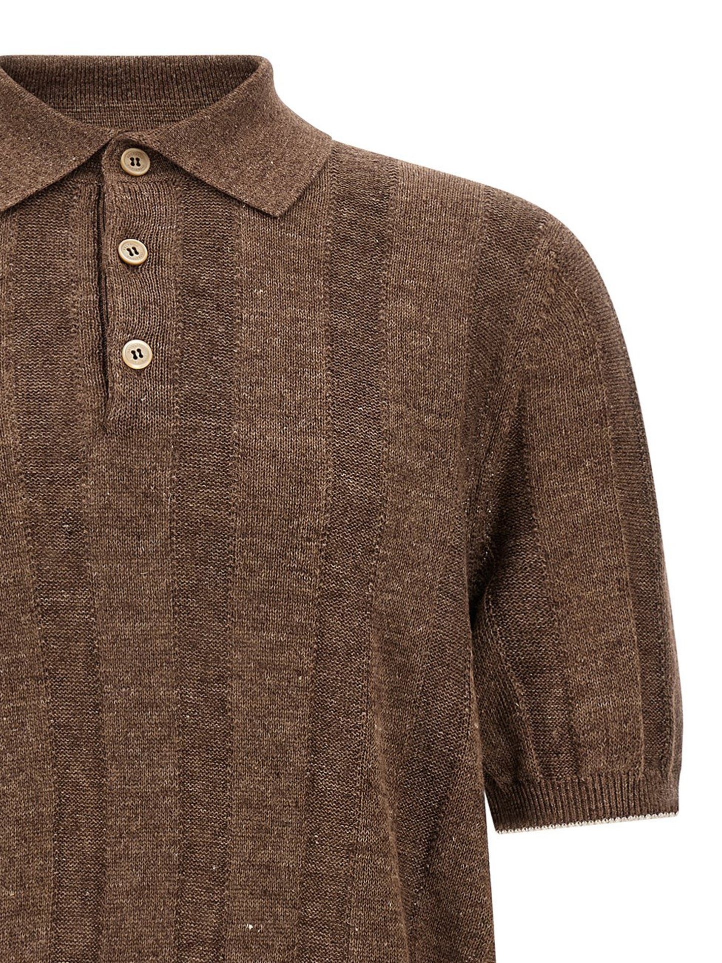 Brunello Cucinelli Men Wide Ribbed Polo Shirt BRUNELLO CUCINELLI