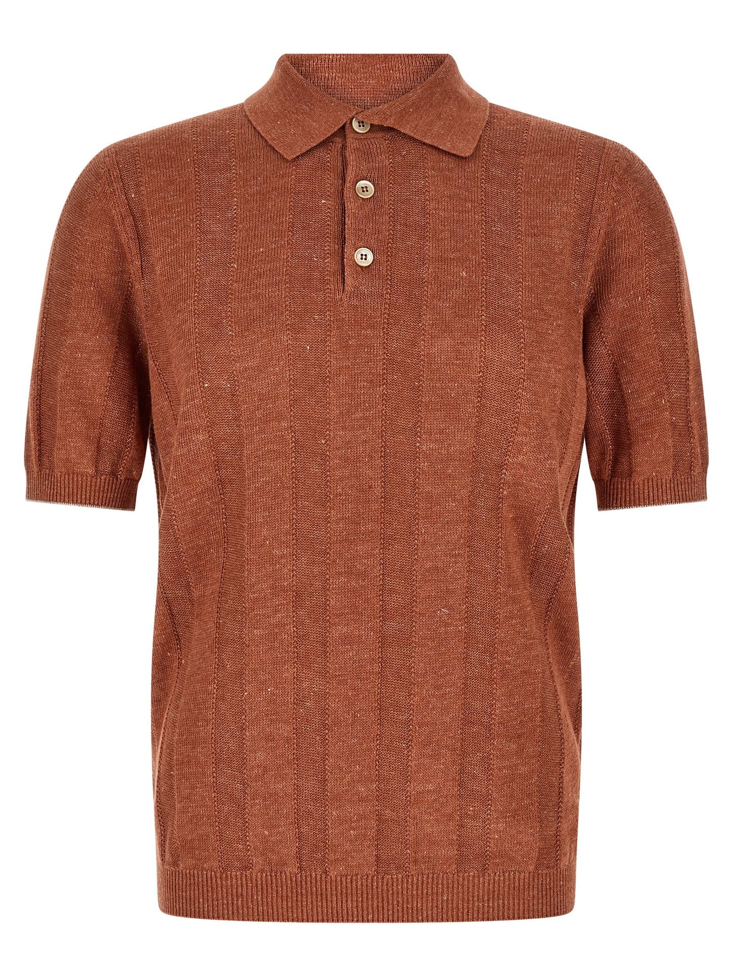Brunello Cucinelli Men Wide Ribbed Polo Shirt BRUNELLO CUCINELLI