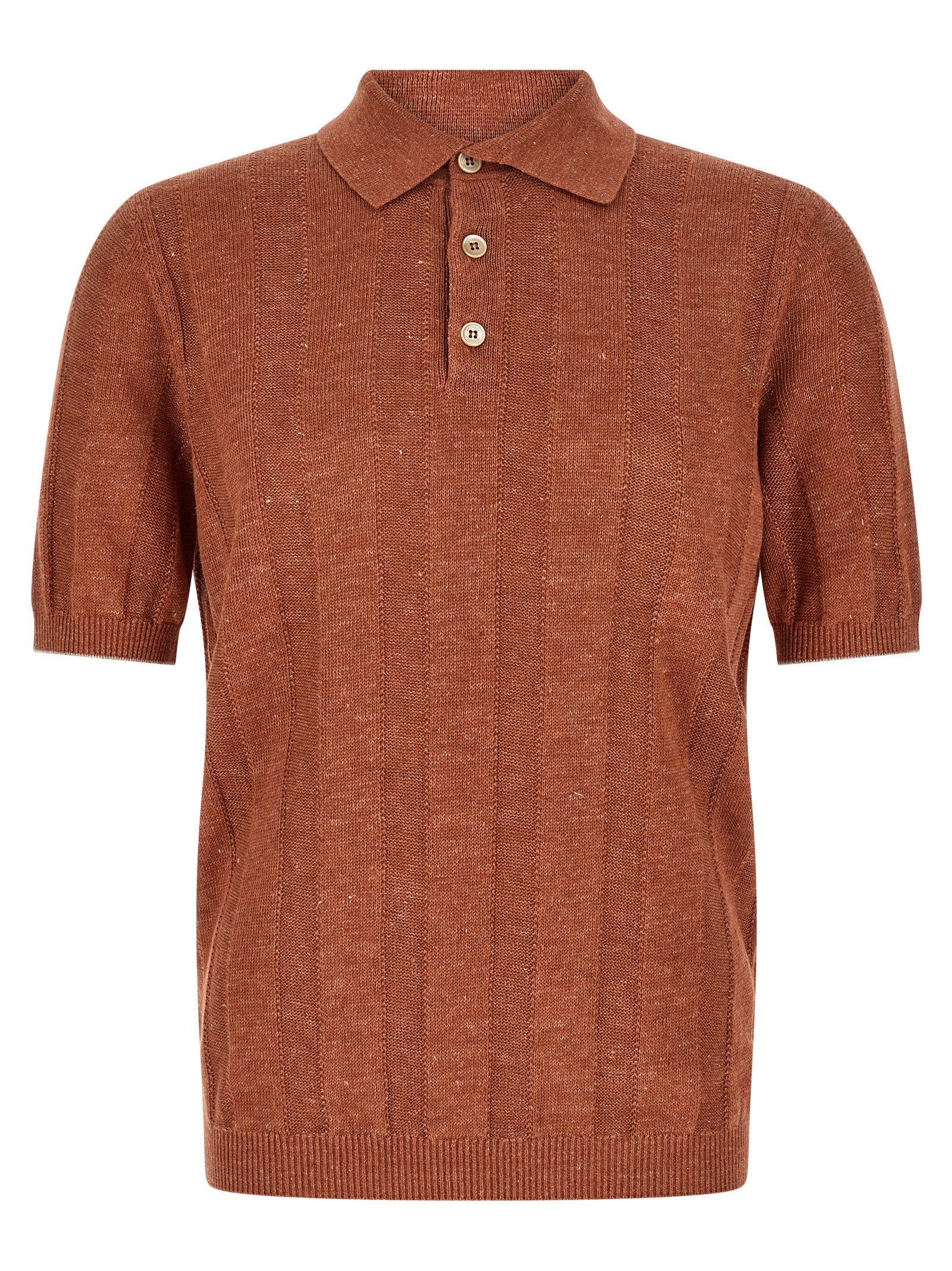 Brunello Cucinelli Men Wide Ribbed Polo Shirt BRUNELLO CUCINELLI
