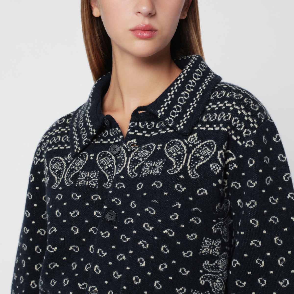 Guest In Residence Midnight Blue Wild Rag Shirt-Style Cardigan In Cashmere Women GUEST IN RESIDENCE