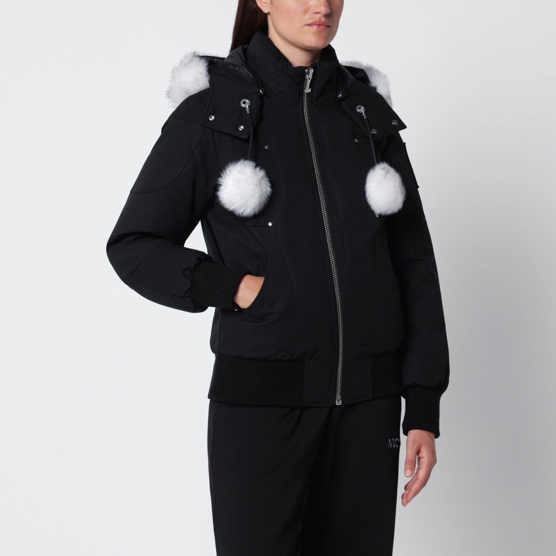 Moose Knuckles Original Debbie Black Cotton Bomber Jacket Women MOOSE KNUCKLES