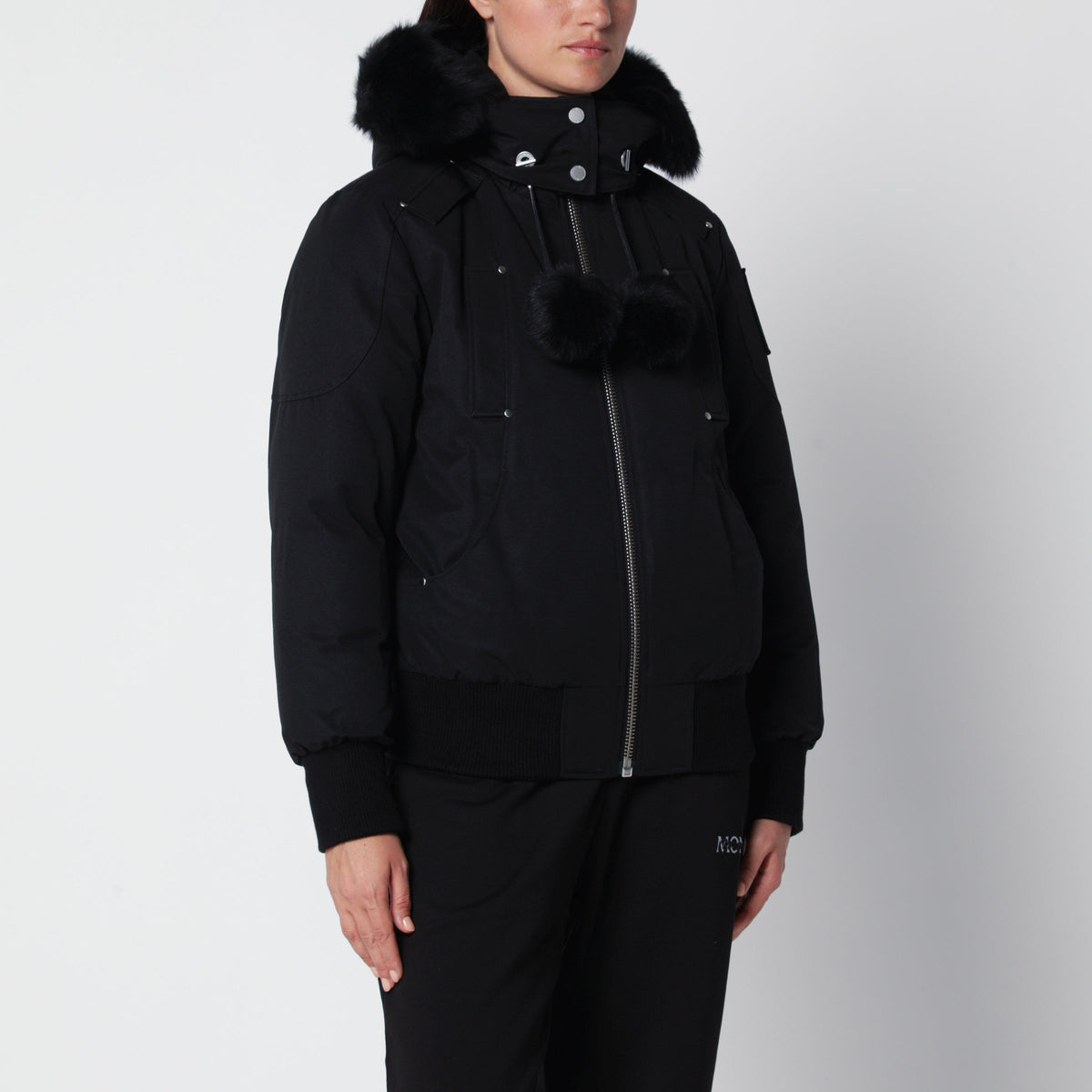 Moose Knuckles Debbie Original Black Hooded Bomber Jacket Women MOOSE KNUCKLES