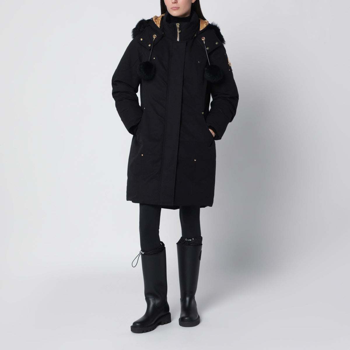 Moose Knuckles Stirling Original Black Parka In Cotton And Recycled Nylon Women MOOSE KNUCKLES