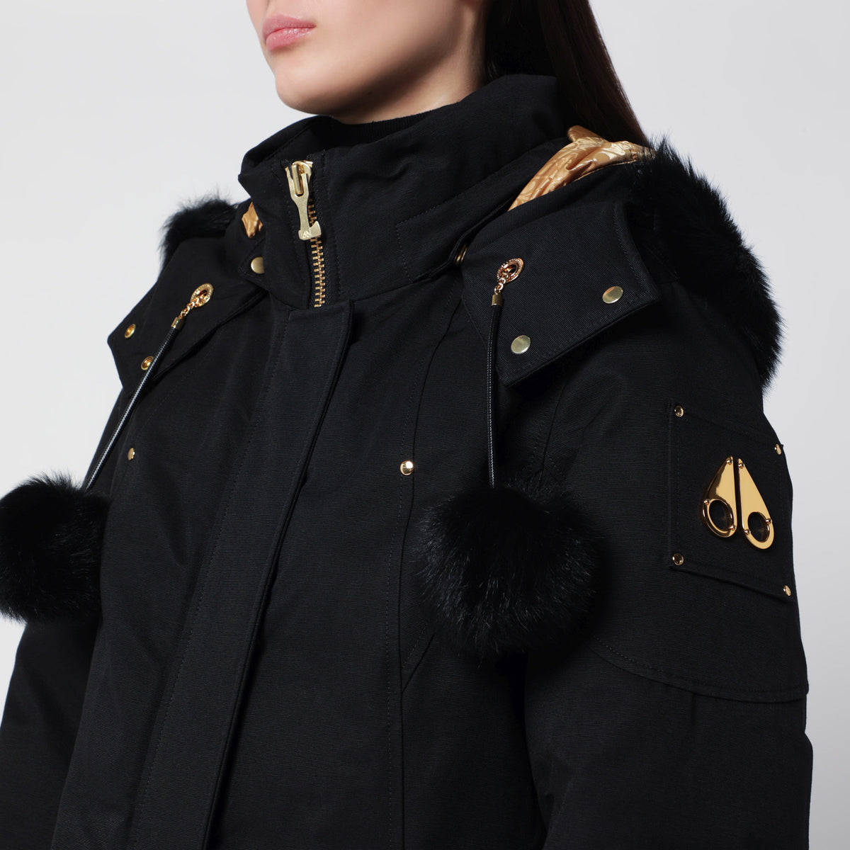 Moose Knuckles Stirling Original Black Parka In Cotton And Recycled Nylon Women MOOSE KNUCKLES