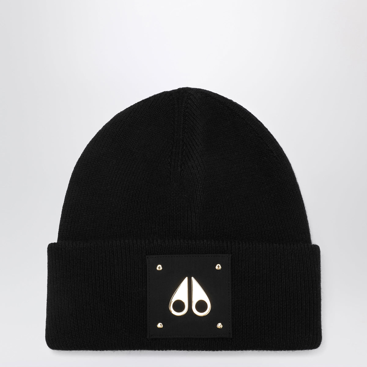 Moose Knuckles Gold Series Icon Black Wool Beanie Men MOOSE KNUCKLES