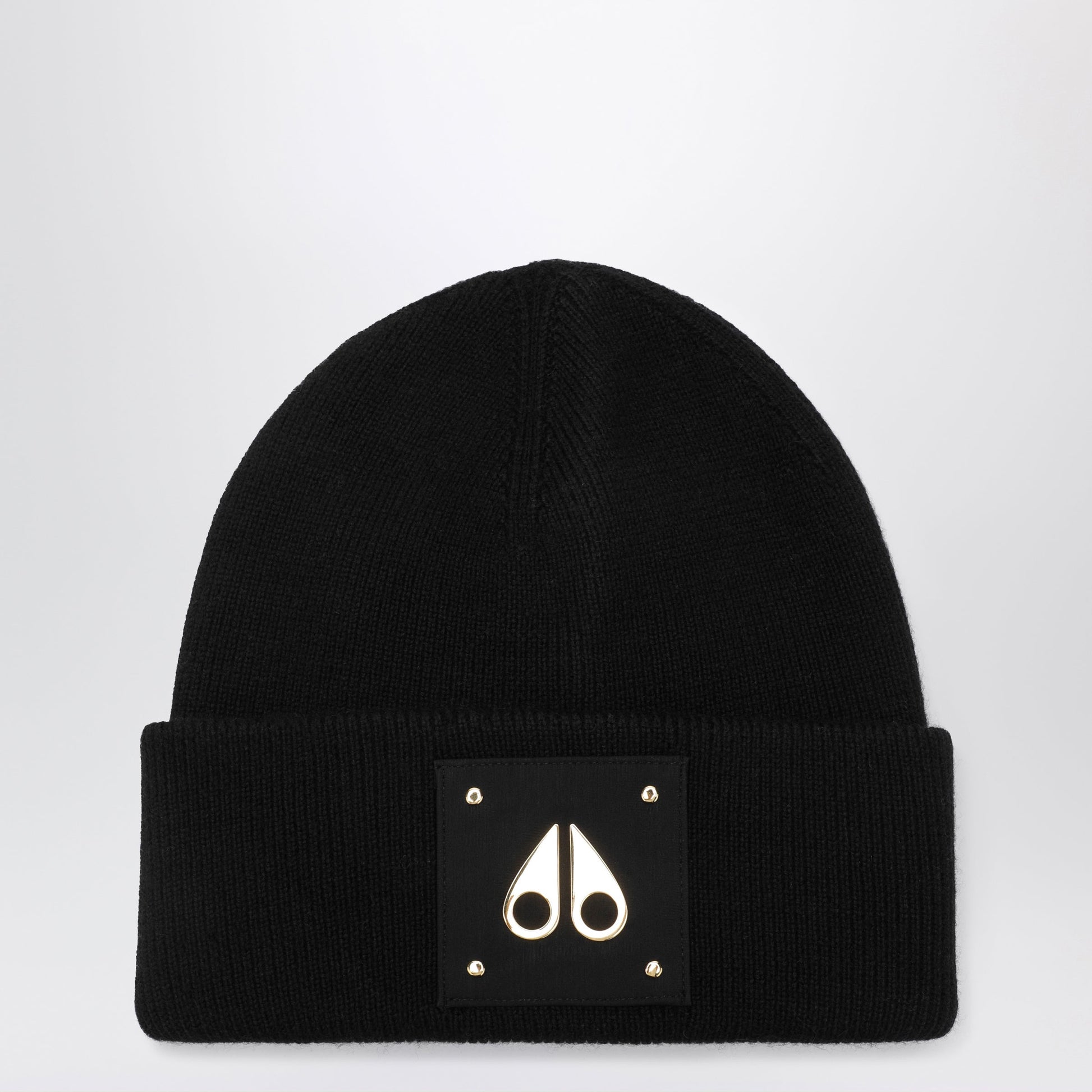 Moose Knuckles Gold Series Icon Black Wool Beanie Men MOOSE KNUCKLES