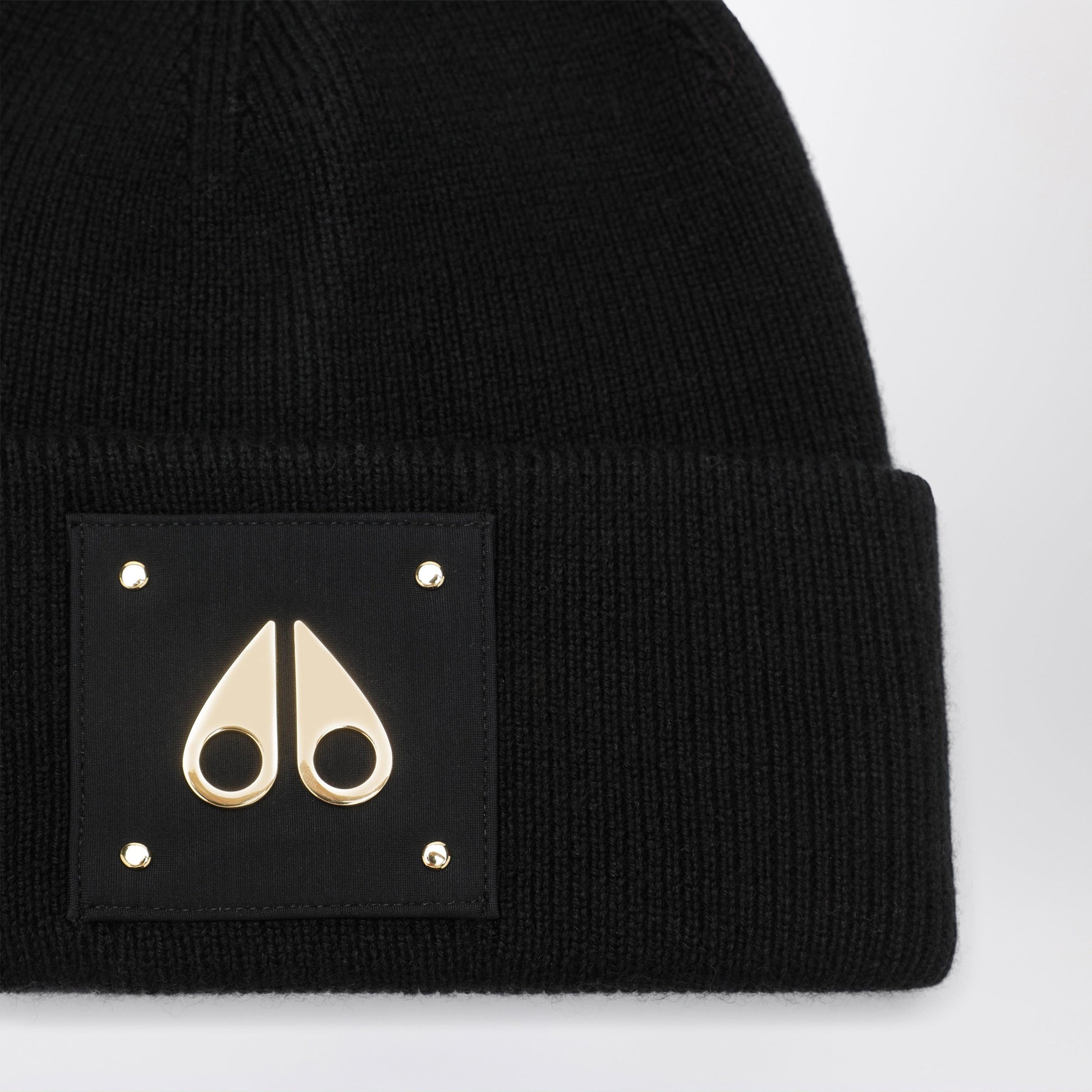 Moose Knuckles Gold Series Icon Black Wool Beanie Men MOOSE KNUCKLES