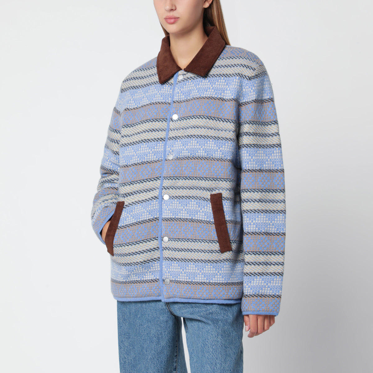 Guest In Residence Blue Western Industry Jacket With Jacquard Pattern Women GUEST IN RESIDENCE