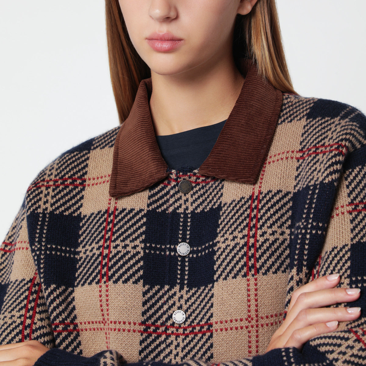 Guest In Residence Camel-Colored Bober Jacket With Tartan Pattern Women GUEST IN RESIDENCE
